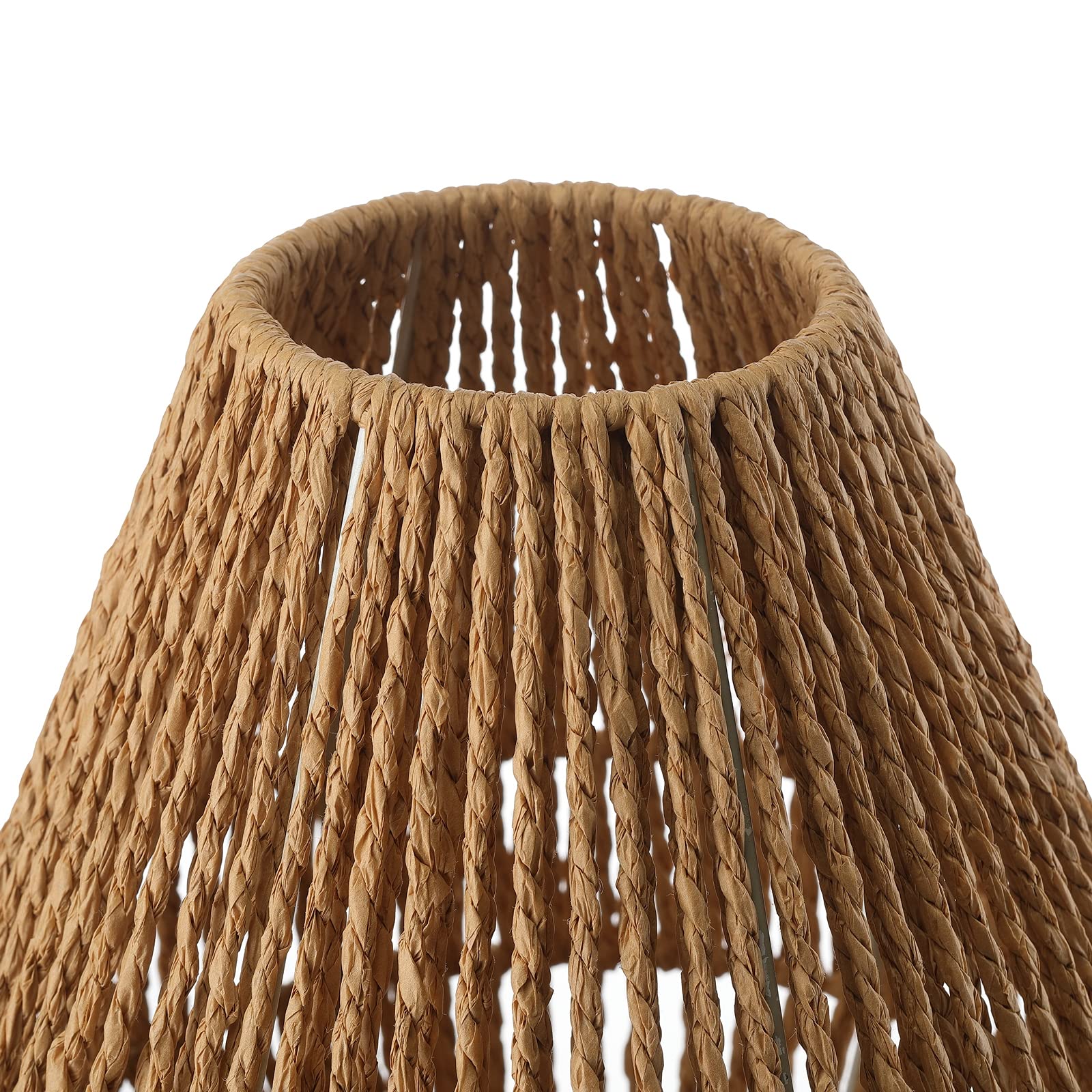 Sainsbarry Boho Table Lamps For Bedroom & Living Room - Small Natural Woven Basket Lanterns With Paper String Shades