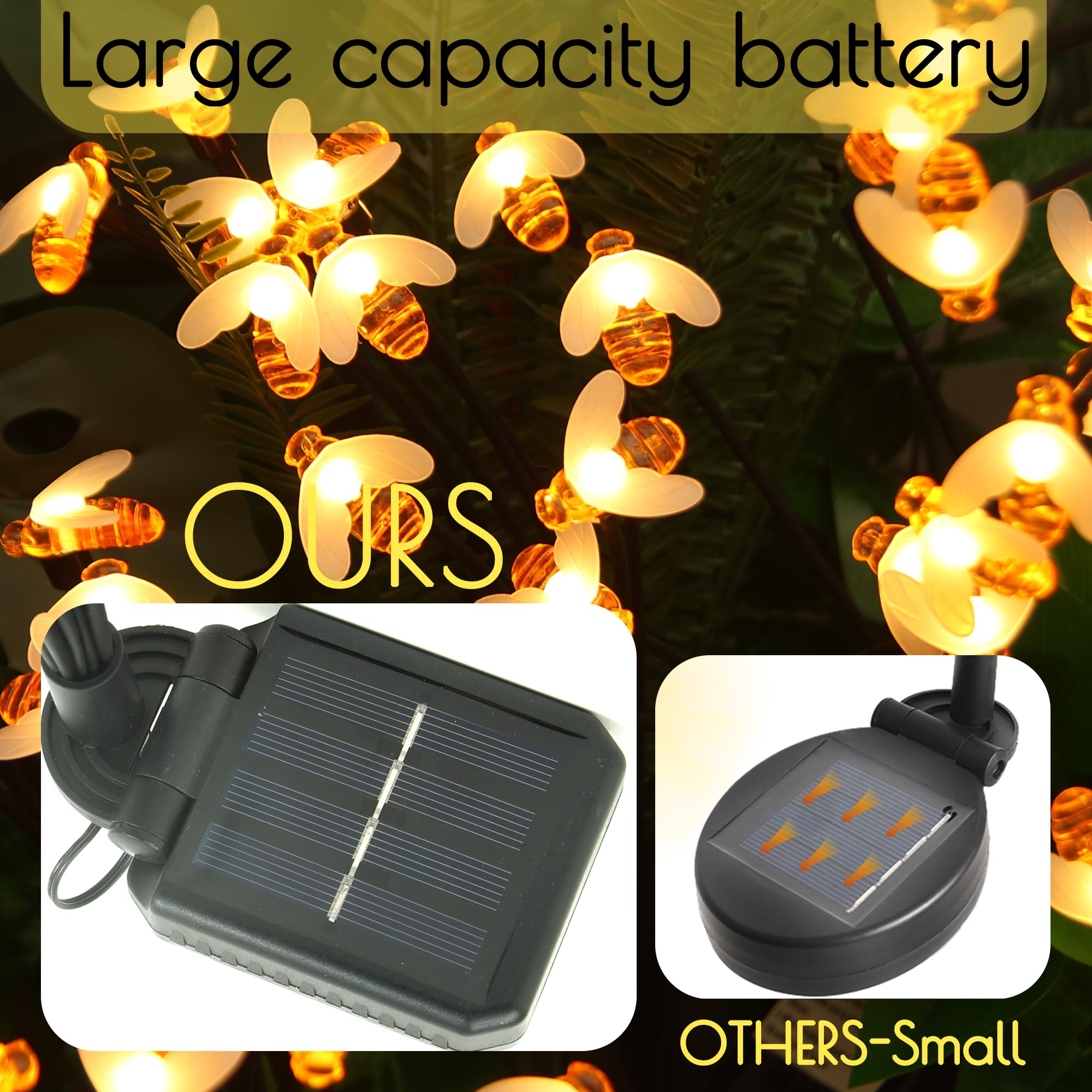 Lusharbor Solar Garden Lights, 4 Pack 40 Led Solar Firefly Lights Bee, Garden Lights Solar Powered Waterproof Solar Pathway Lights Outdoor Lights For Yard Patio Walkway Decoration, Bee