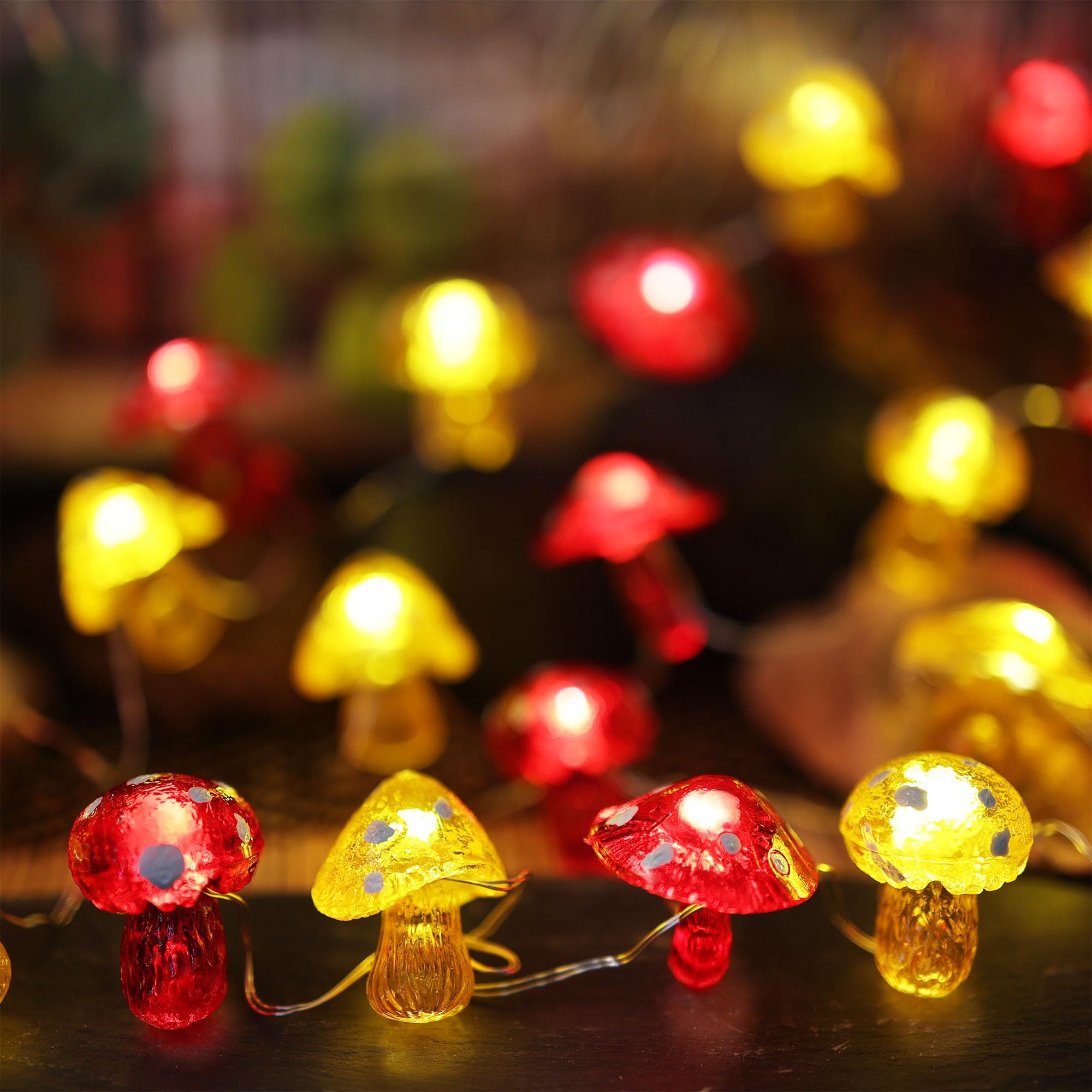 Jashika Mushroom Decor Solar String Lights Outdoor Garden Fairy Lights-14Ft 40 Led Waterproof With 8 Flick Options- Solar Christmas Lights For Outside 3D Mushroom Party Decoration For Yard Fence Doorway