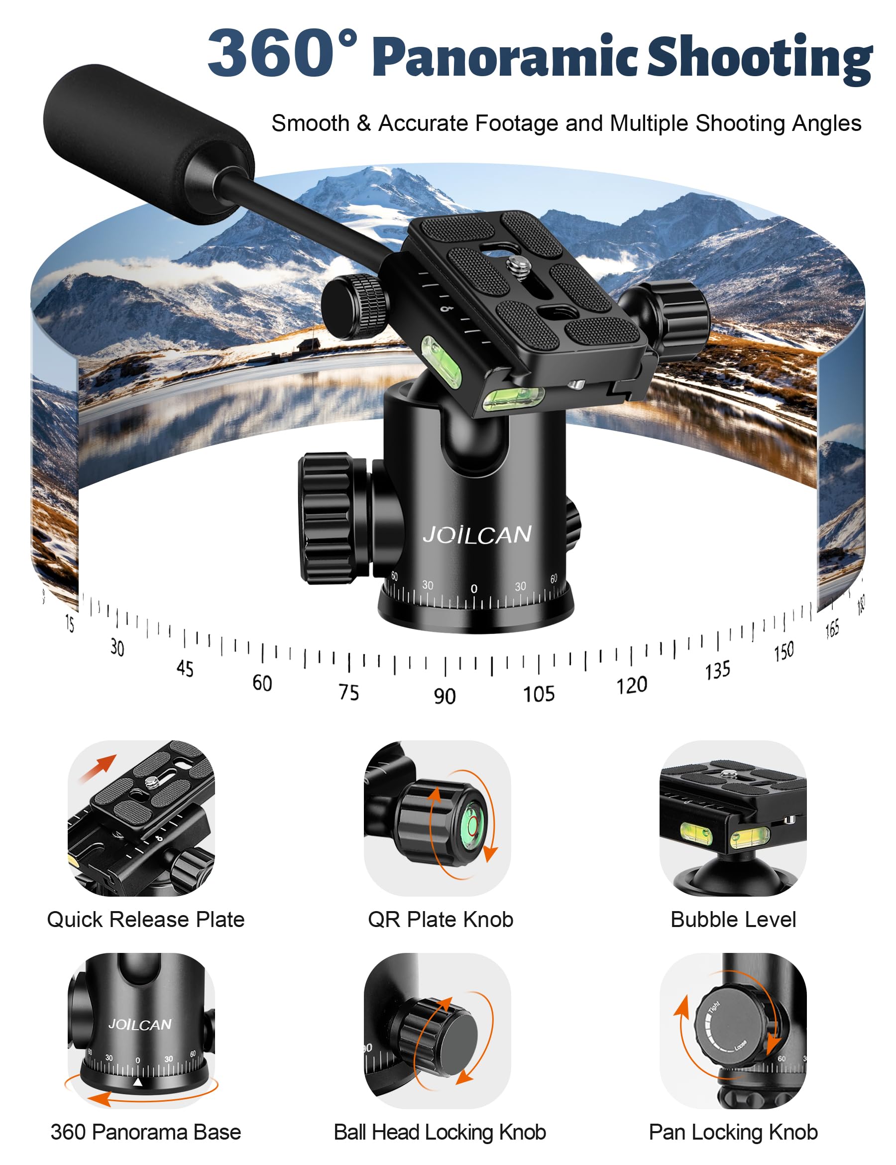 Victiv Joilcan Camera Tripod, 83" Aluminum Tripods & Monopods With Metal Handle, Heavy Duty Tripod For Dslr Camera Lasers Binoculars Telescope Spotting Scope, Payload 35Lb