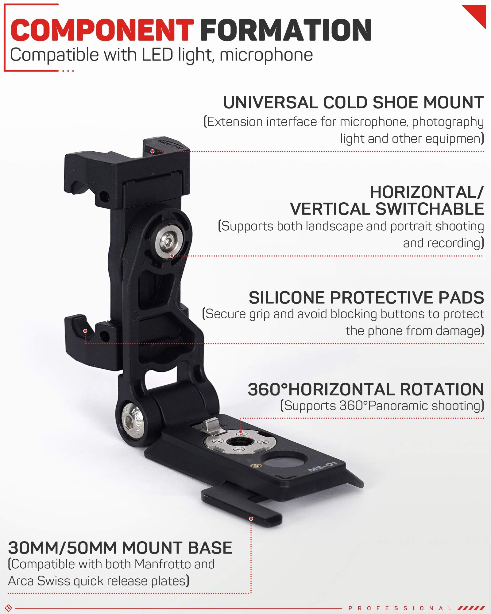 Ifootage Mini Tripod Photography Kit,360° Rotation Cell Phone Holder For Tripod Selfie Stick Monopod With C4 Led Video Light,Desktop Tripod Compatible With Sony, Nikon, Canon Dslr Camera