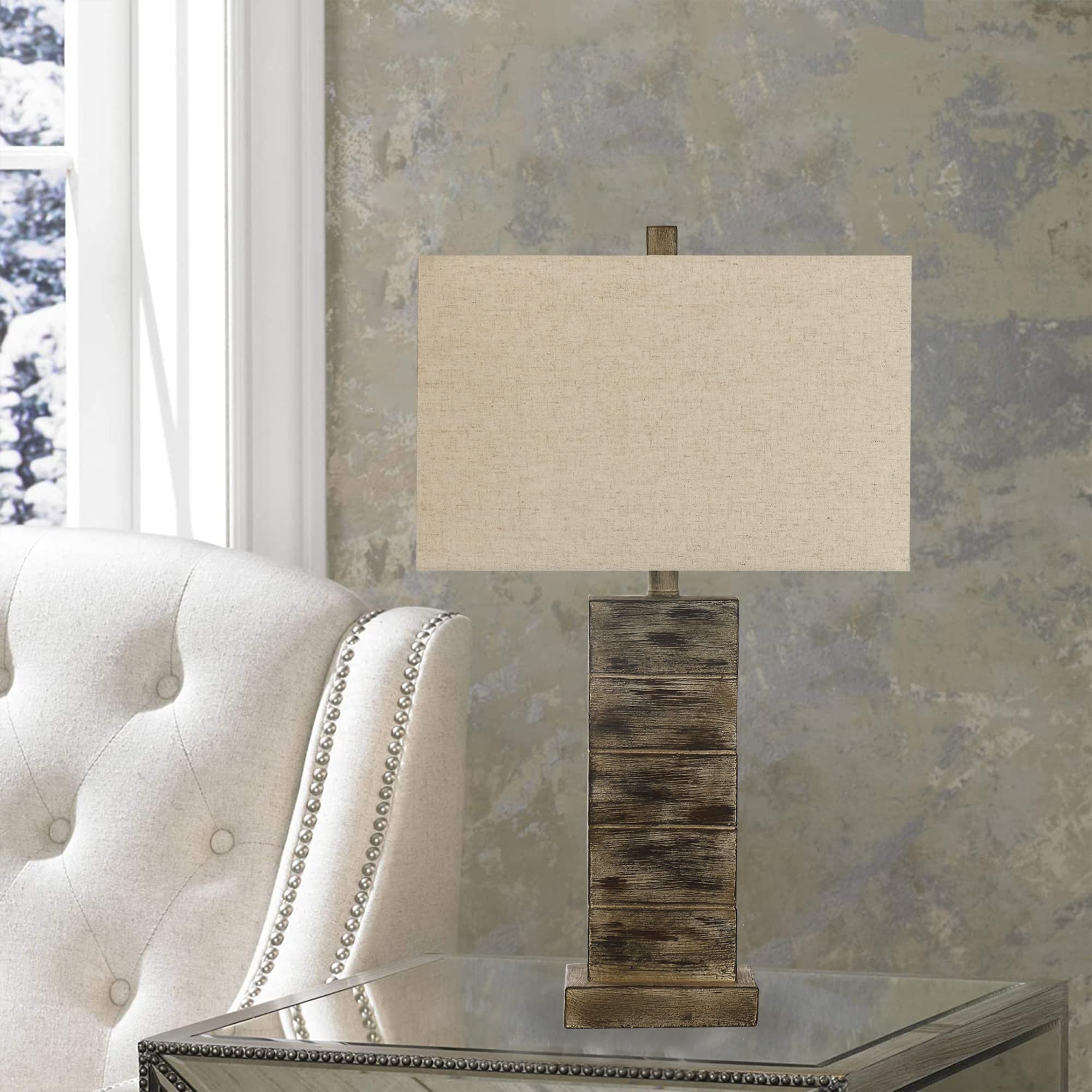 Cory Martin Fangio Lighting'S 6300Wb 25.5In Wash Brown Resin Table Lamp With Decorator Shade