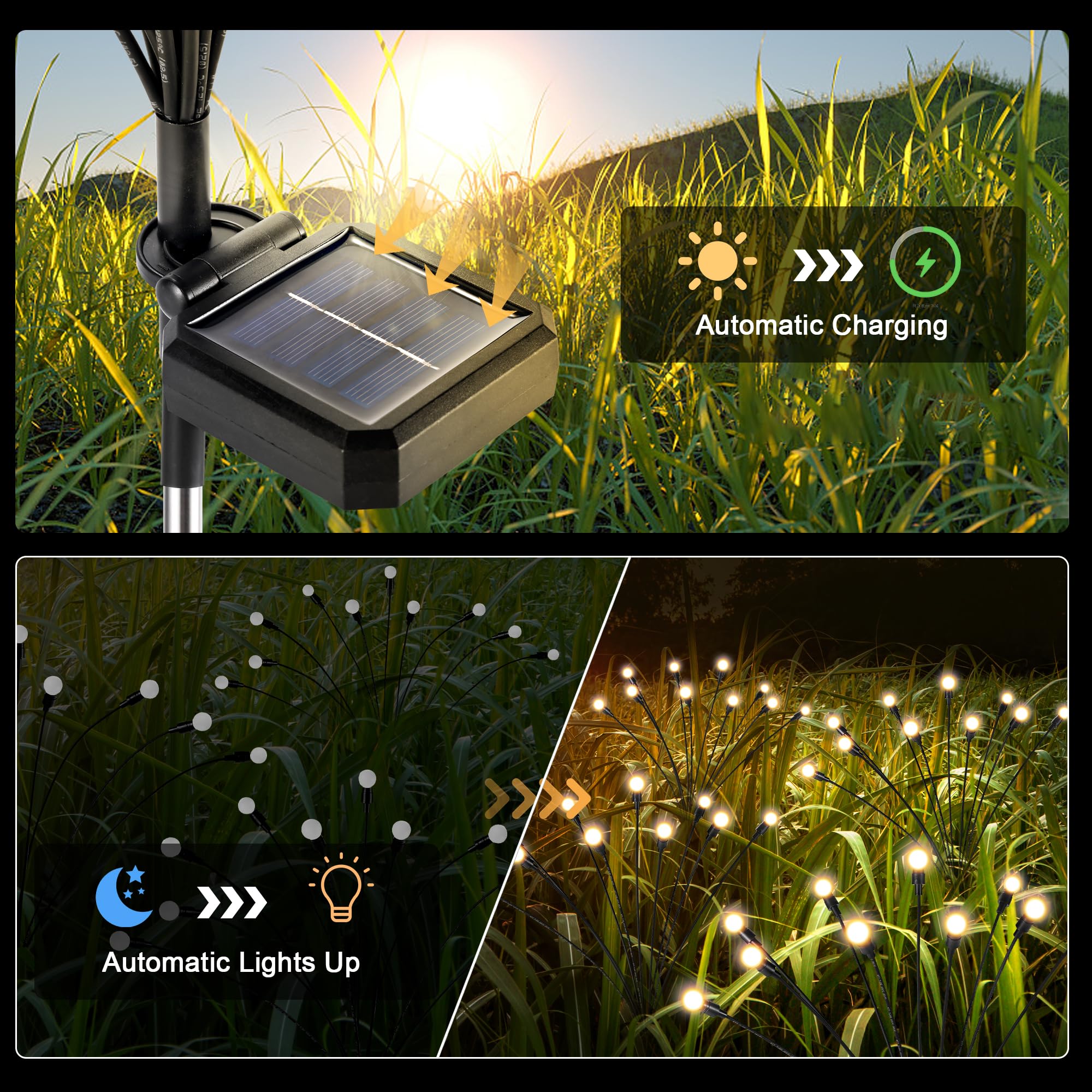 Suncket Solar Lights Outdoor Decoration, Waterproof Xmas Outdoor Lights Decor For Yard, Patio, Garden, And Front Porch, 20 Leds Swing With The Wind (2 Pack, Warm White)