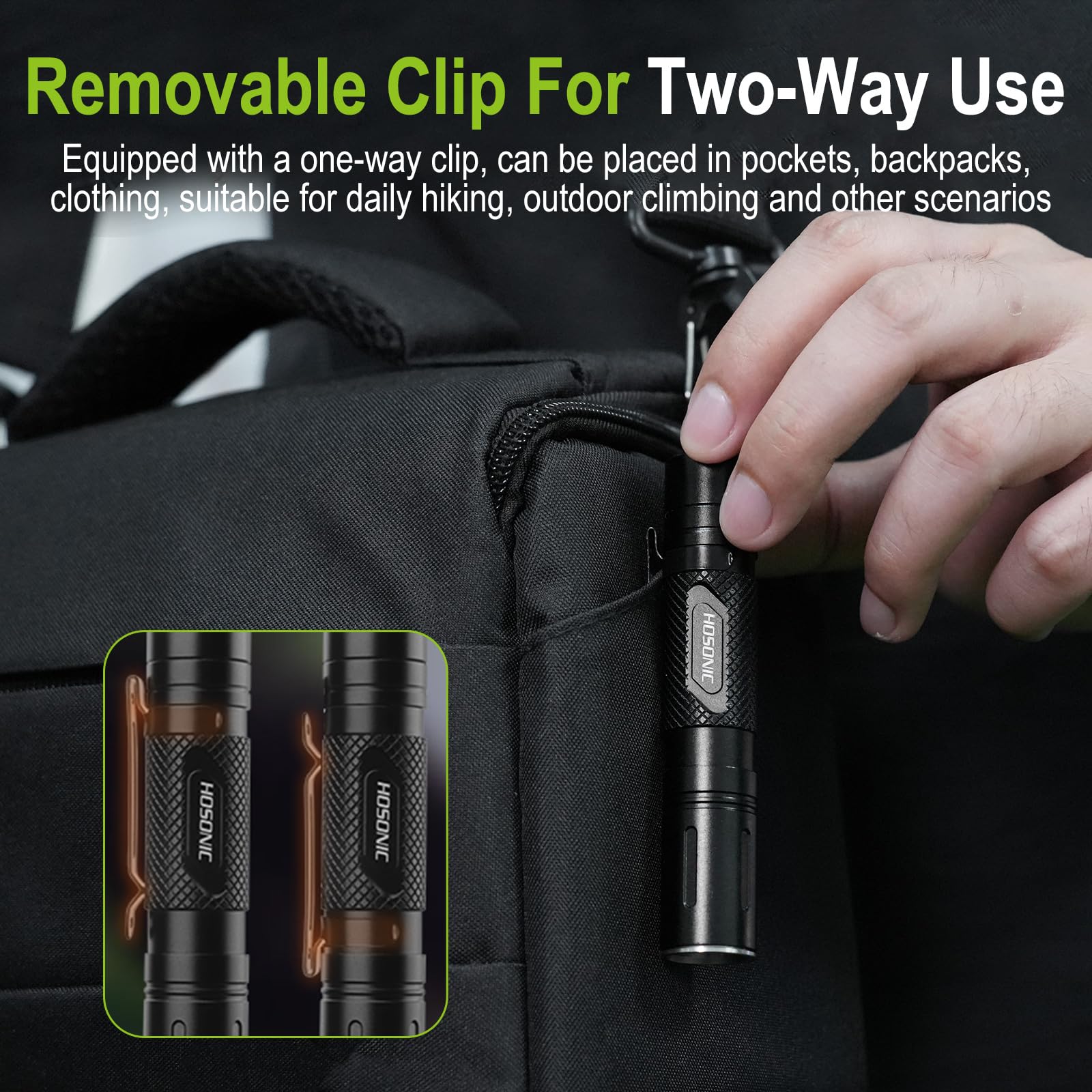 Hosonic Hd10 Rechargeable Tactical Flashlight, Small Flashlights Powerful With Clip,500 Lumen Led Super Bright Flash Light 5 Modes For Home Camping Emergencies