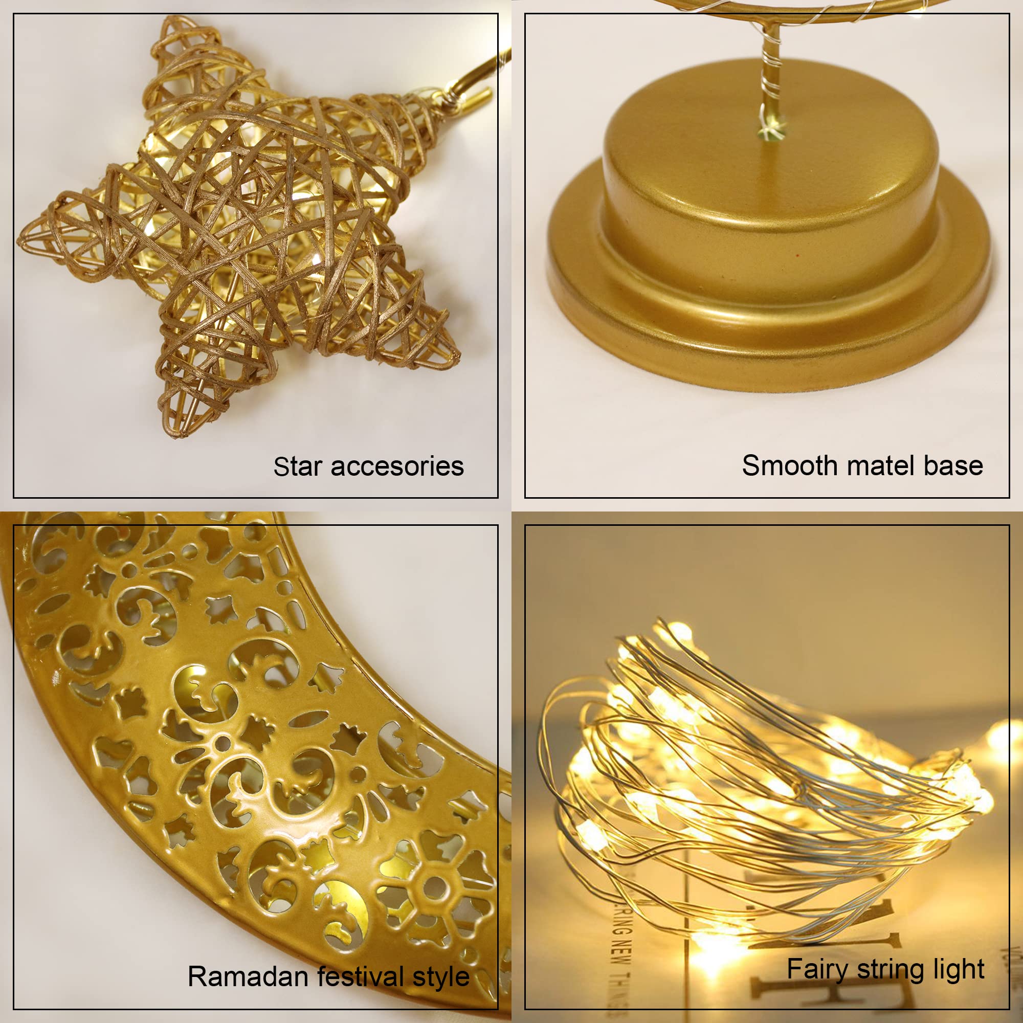 Guocheng Enchanted Lunar Lamp Moon Shaped Table Lamps, Led Crescent Night Light Magic Hanging Moon Lamp Decor, Home Bedroom Bedside Desktop Nightstand Decorative (Rattan Star)