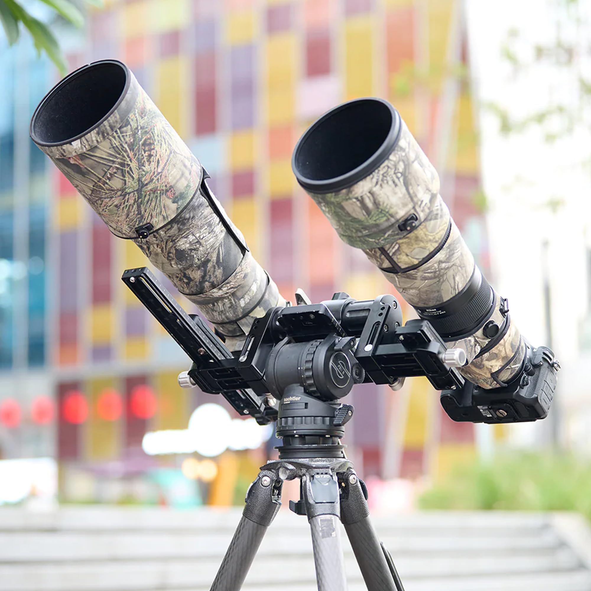 Heipi Dual Camera Bracket Hps23 Dual Camera Mount Support Two Cameras Lens Straight Dual Bracket Tripod Mount For Camera