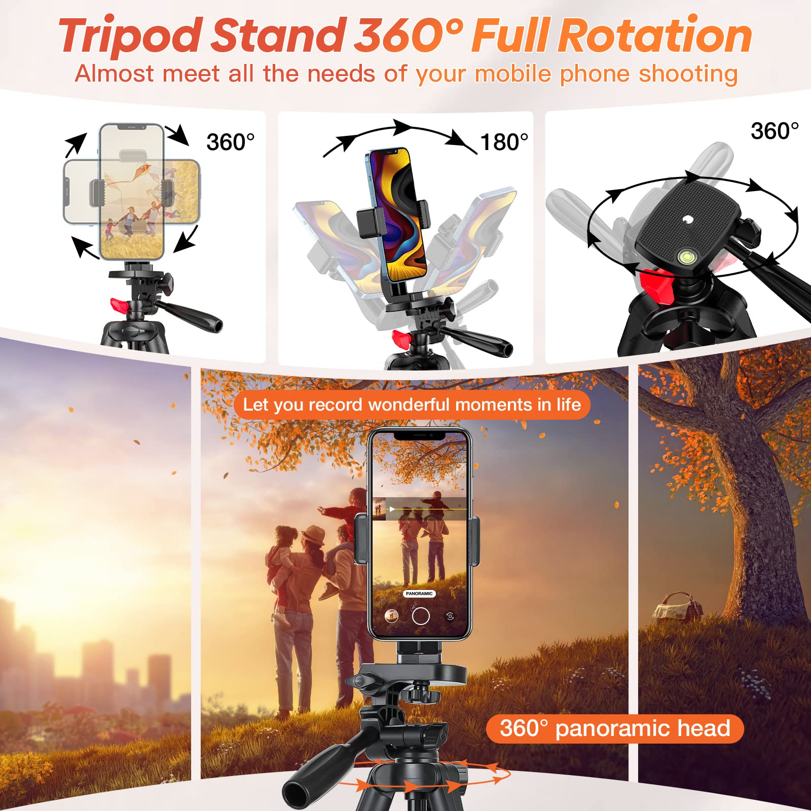 Novonost 65" Phone Tripod Stand, Tripod For Iphone & Camera With Wireless Remote & Cellphone Holder For Video Recording/Selfies/Live Stream/Vlogging (Included Carry Bag)
