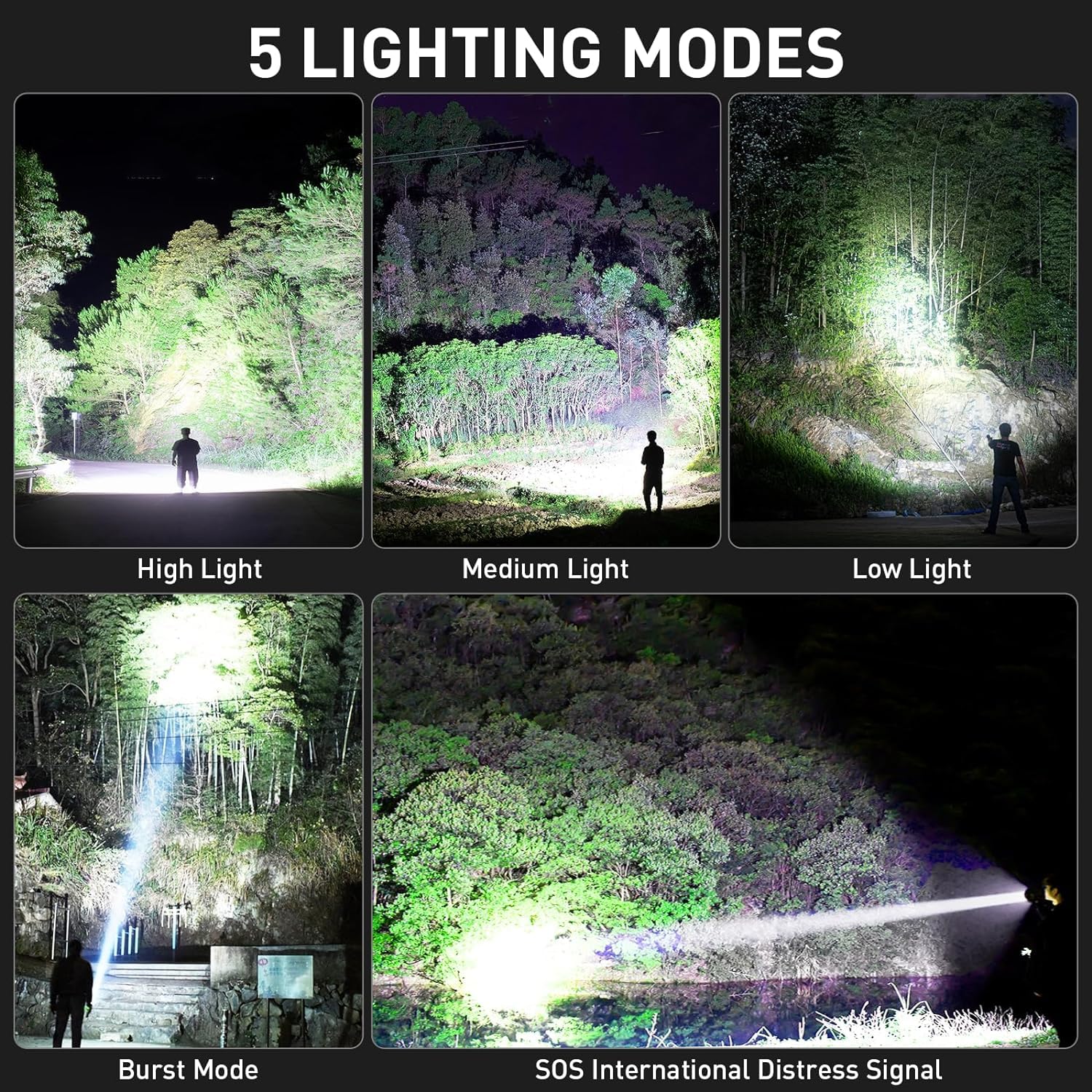 Lbe Rechargeable Led Flashlights High Lumens, 990,000 Lumens Super Bright Flashlights With 5 Modes, Waterproof Powerful Flash Light Multifunctional Flashlights For Home Camping Hiking(2 Pack)