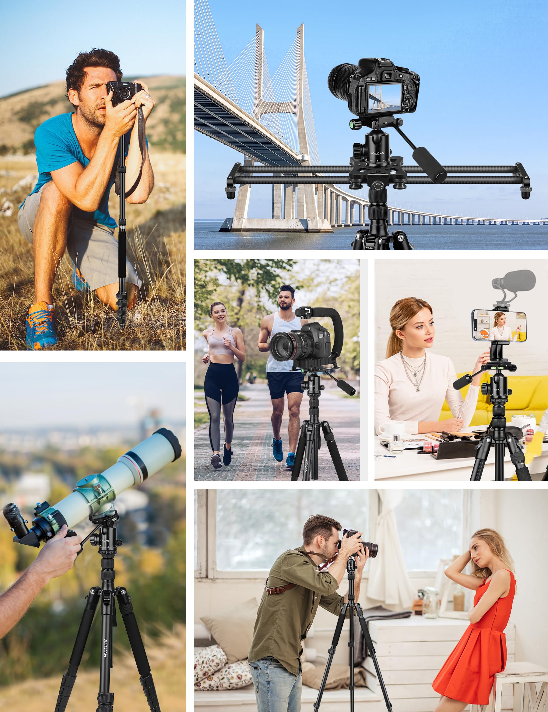 Victiv Joilcan Camera Tripod, 83" Aluminum Tripods & Monopods With Metal Handle, Heavy Duty Tripod For Dslr Camera Lasers Binoculars Telescope Spotting Scope, Payload 35Lb