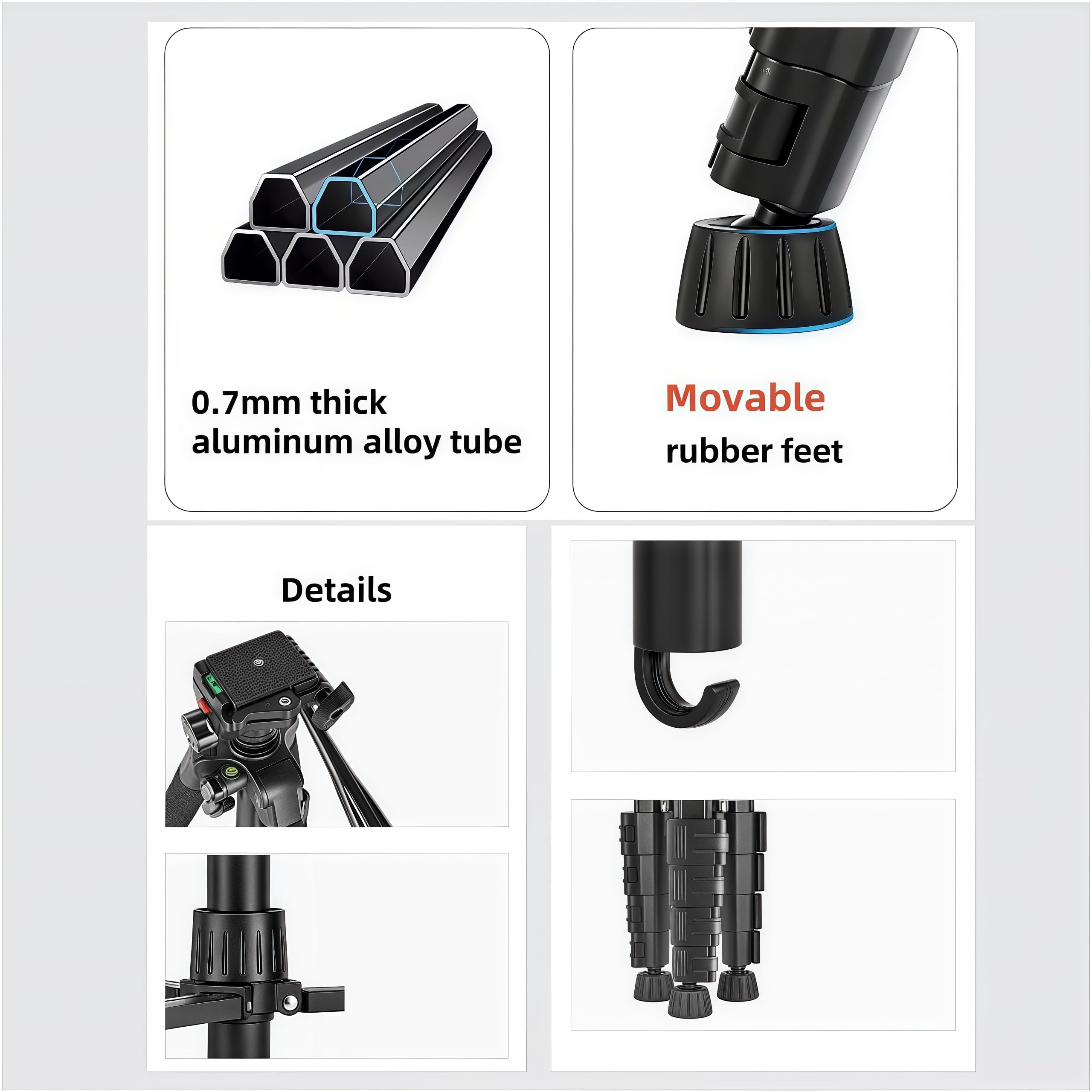 Svylthorix Tripod, 5-Section Design, Three-Dimensional Angle Adjustment, Versatile Compatibility, Camera Support, Spotting Scope Support, Smartphone Holder, Lightweight And Portable, Bluetooth Remote