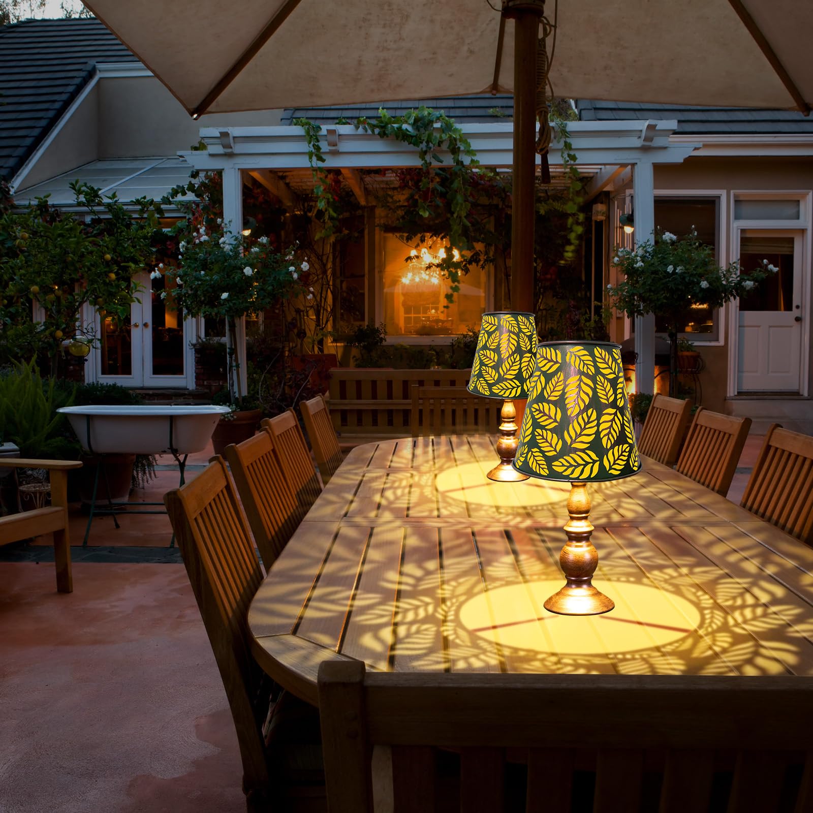 Shumi Solar Table Lamps Green Leaf Waterproof Lamps Auto Light Up Outdoor Vintage Lamps For Bedside Bedroom Living Room And Patio