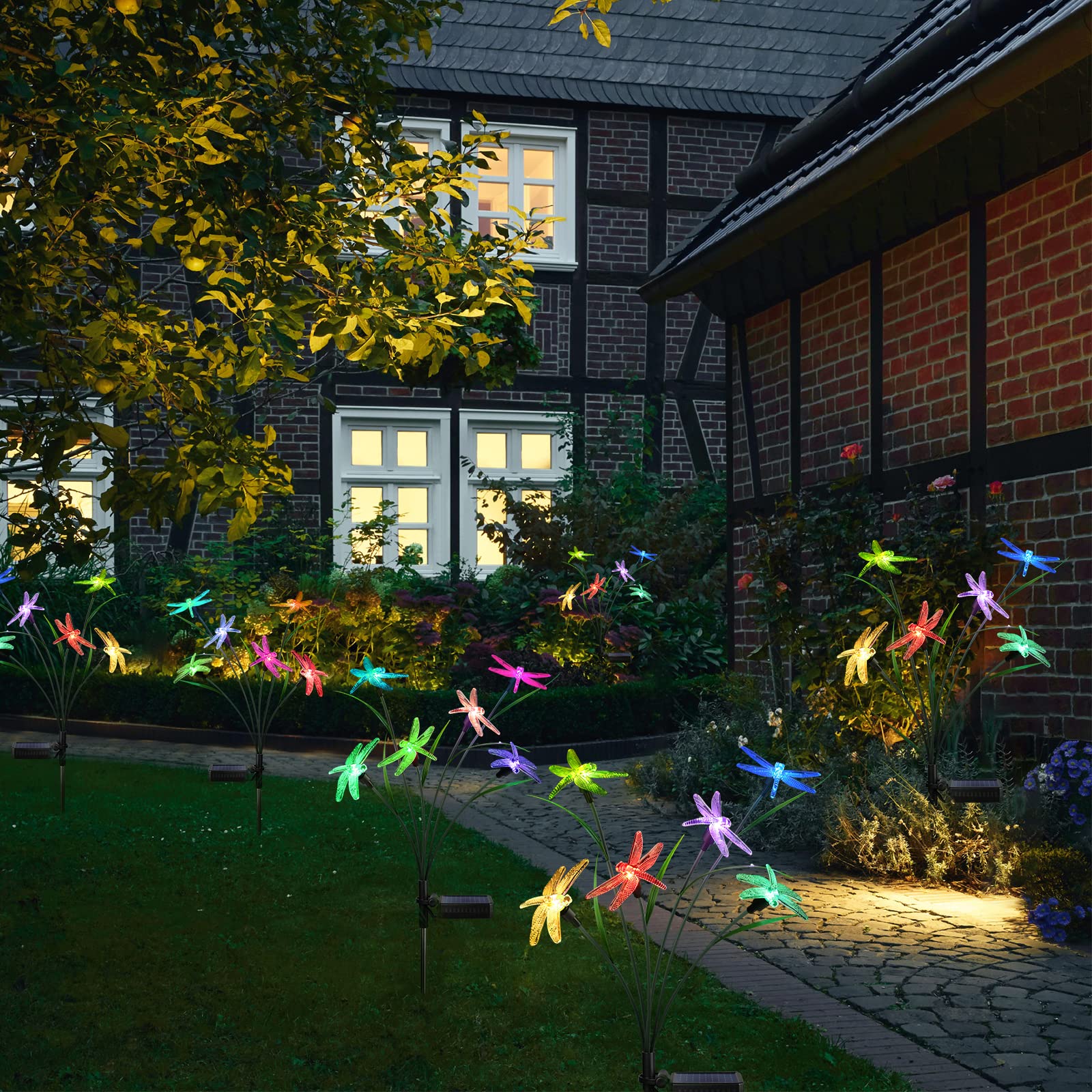 Beidoulu Solar Garden Light Outdoor Decoration Dragonfly Swing Light Set 2 Pcs For Patio Yard Landscape Path Decor For Outdoor