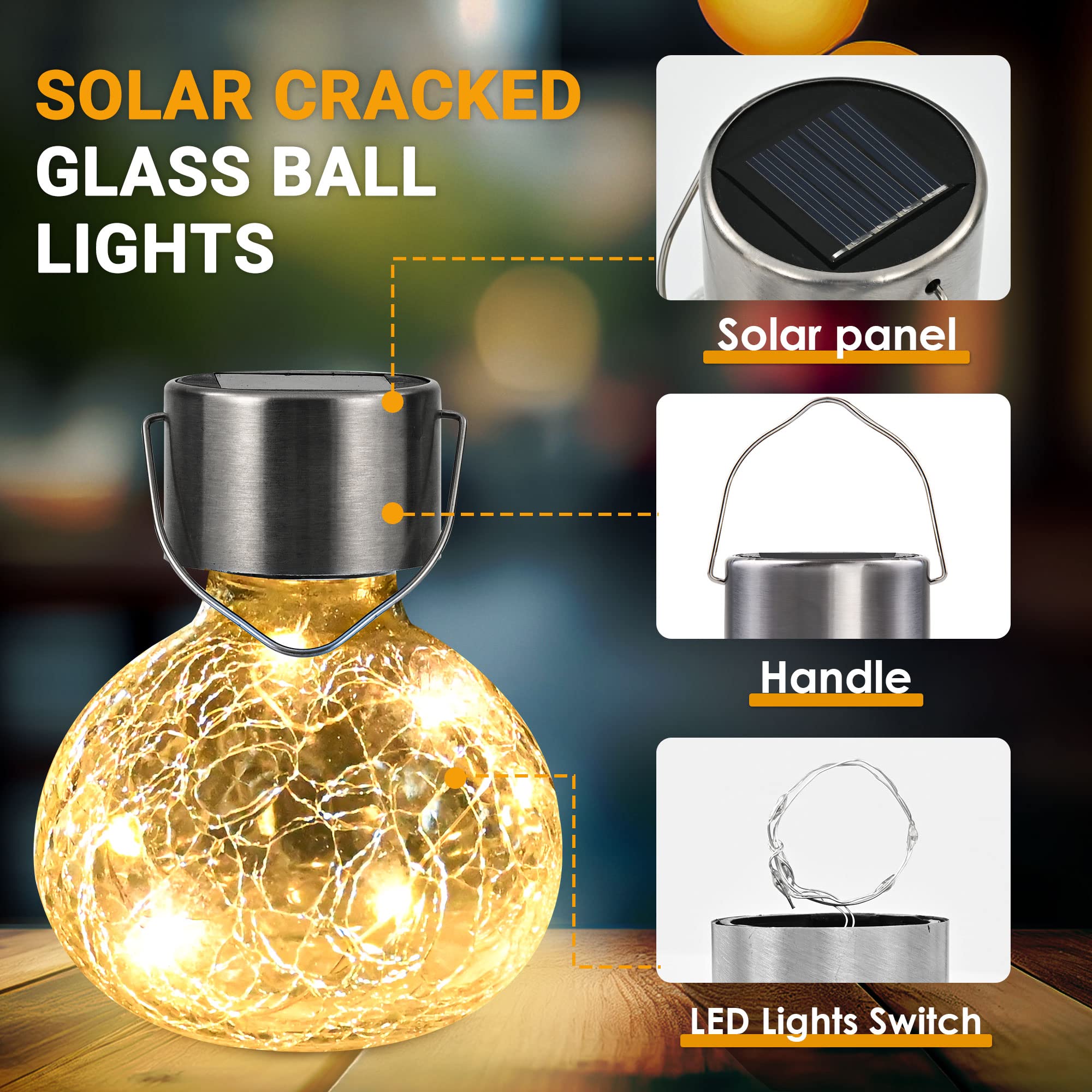 Gigalumi Hanging Solar Lanterns, 8 Pack Solar Christmas Decoration, Outdoor Waterproof Garden Decor For Lawn, Yard, Tree (Warm White)