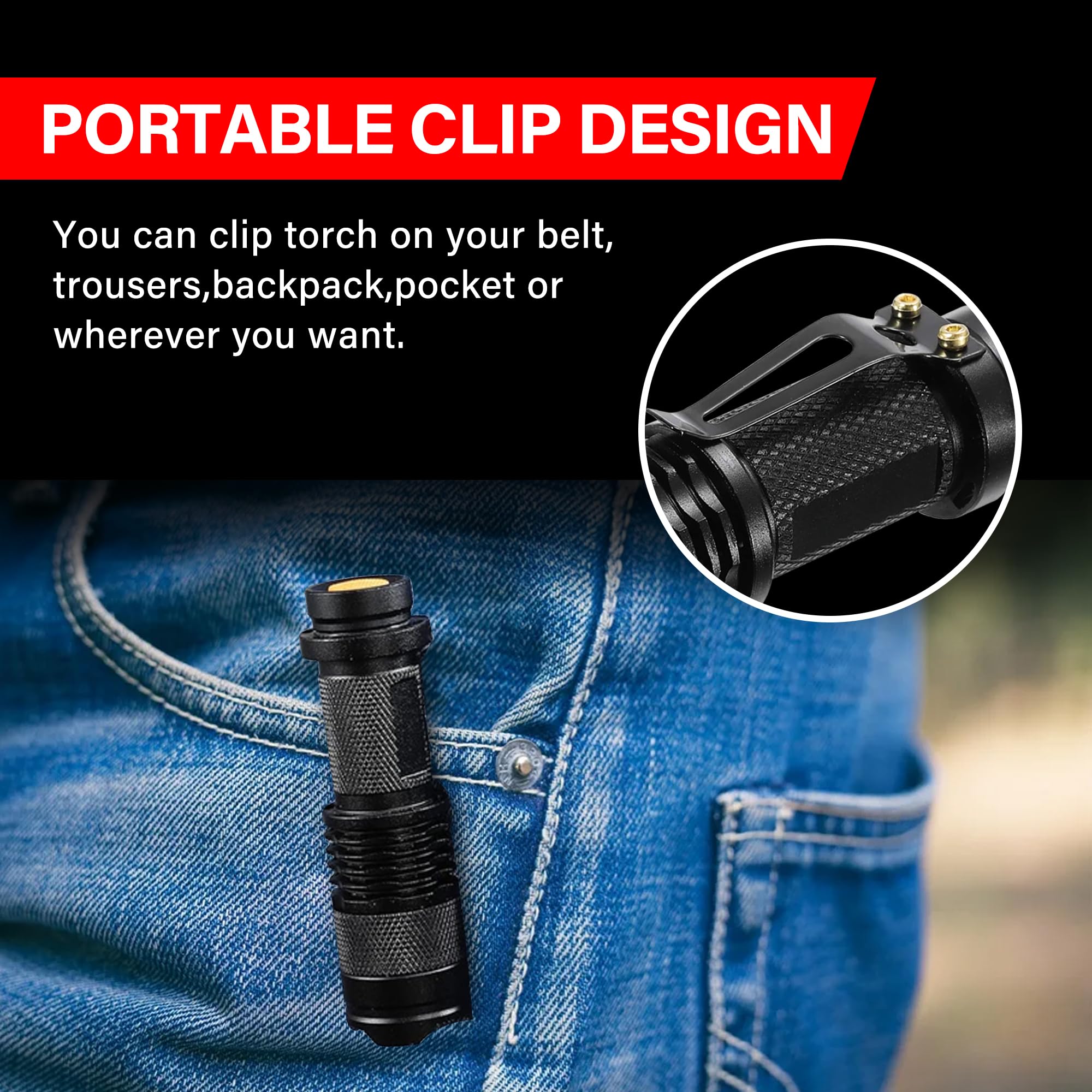 Decaker Mini Tactical Led Flashlight Single Torch Adjustable Focus Zoom Light For , Hiking, Camping, Hurricane & Power Outage (3)