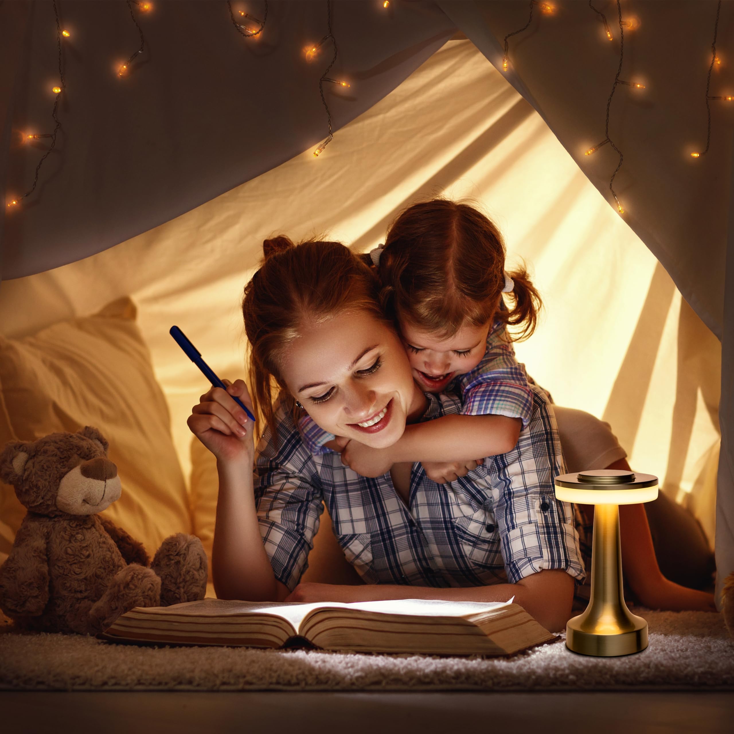 O'Bright O’Bright Portable Led Table Lamp With Touch Sensor, 3-Levels Brightness, Rechargeable Battery Up To 48 Hours Usage, Night Light For Kids Nursery, Nightstand Lamp, Bedside Lamp (Gold)