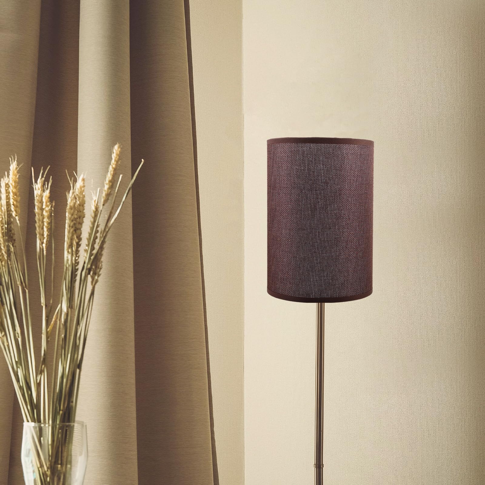 Lifkome Fabric Lampshade Table Lamp Shade Clip On Light Cage Guard Barrel Cloth Light Cover E27 Cylinder Light Shade For Table Floor Pendant Lamp