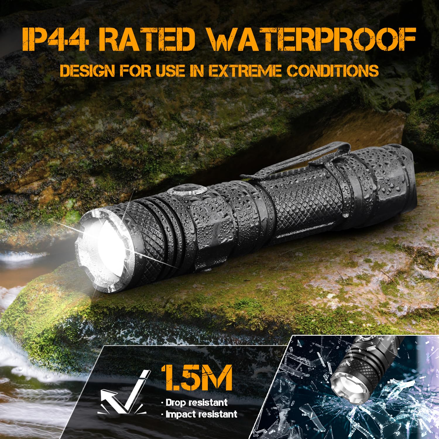 Fandyfire Fm10 Tactical Flashlight High Lumens With Holster,1200 Lumen Rechargeable Police Edc Flashlight With Belt Holder,Bright Zoomable Led Law Enforcement Flashlights