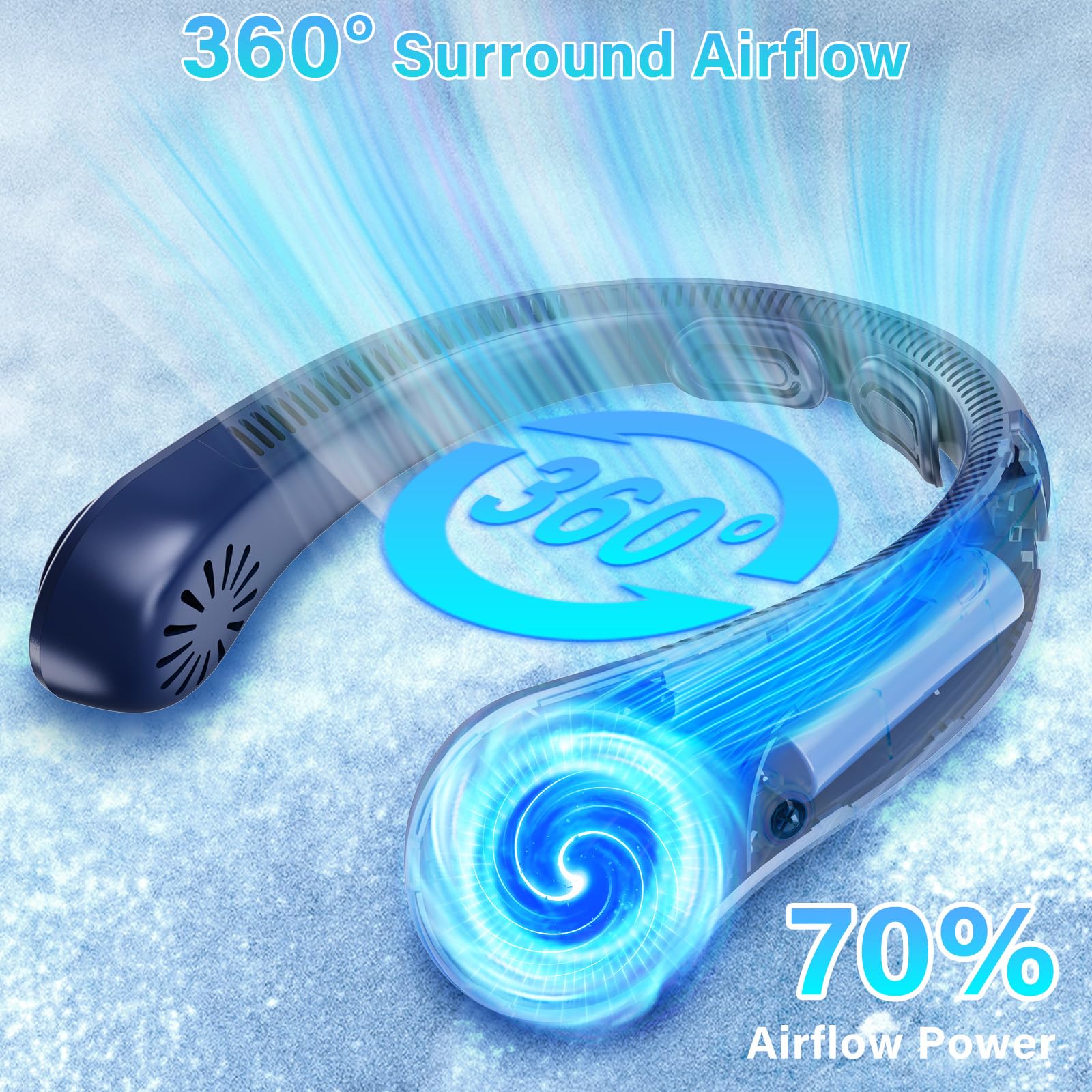 Portable Neck Fan - Rechargeable Personal Fan With Neck Brace, 5 Speeds, All-Around Cooling