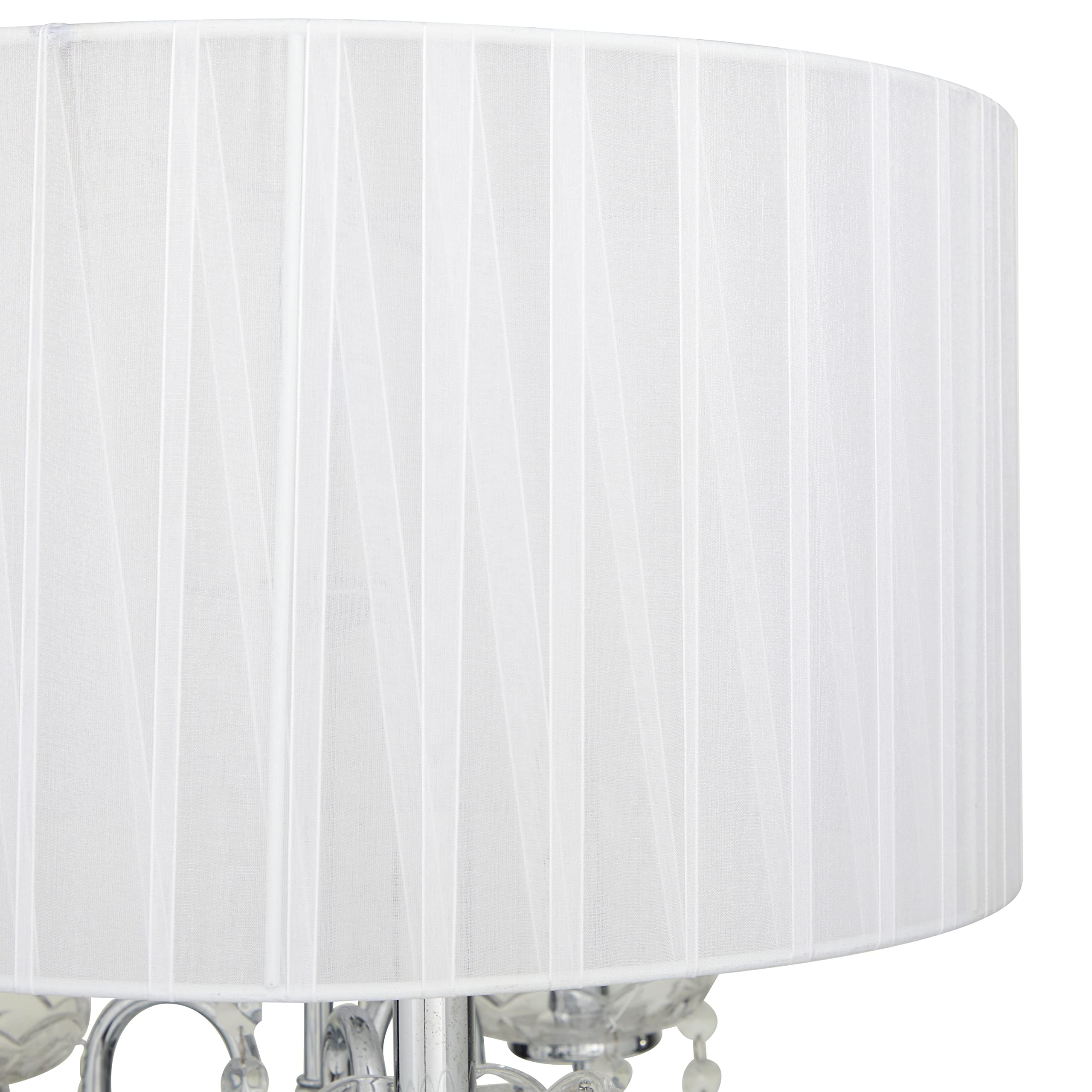 Deco 79 Metal Table Lamp With Dangling Crystals, 16" X 16" X 31", Silver