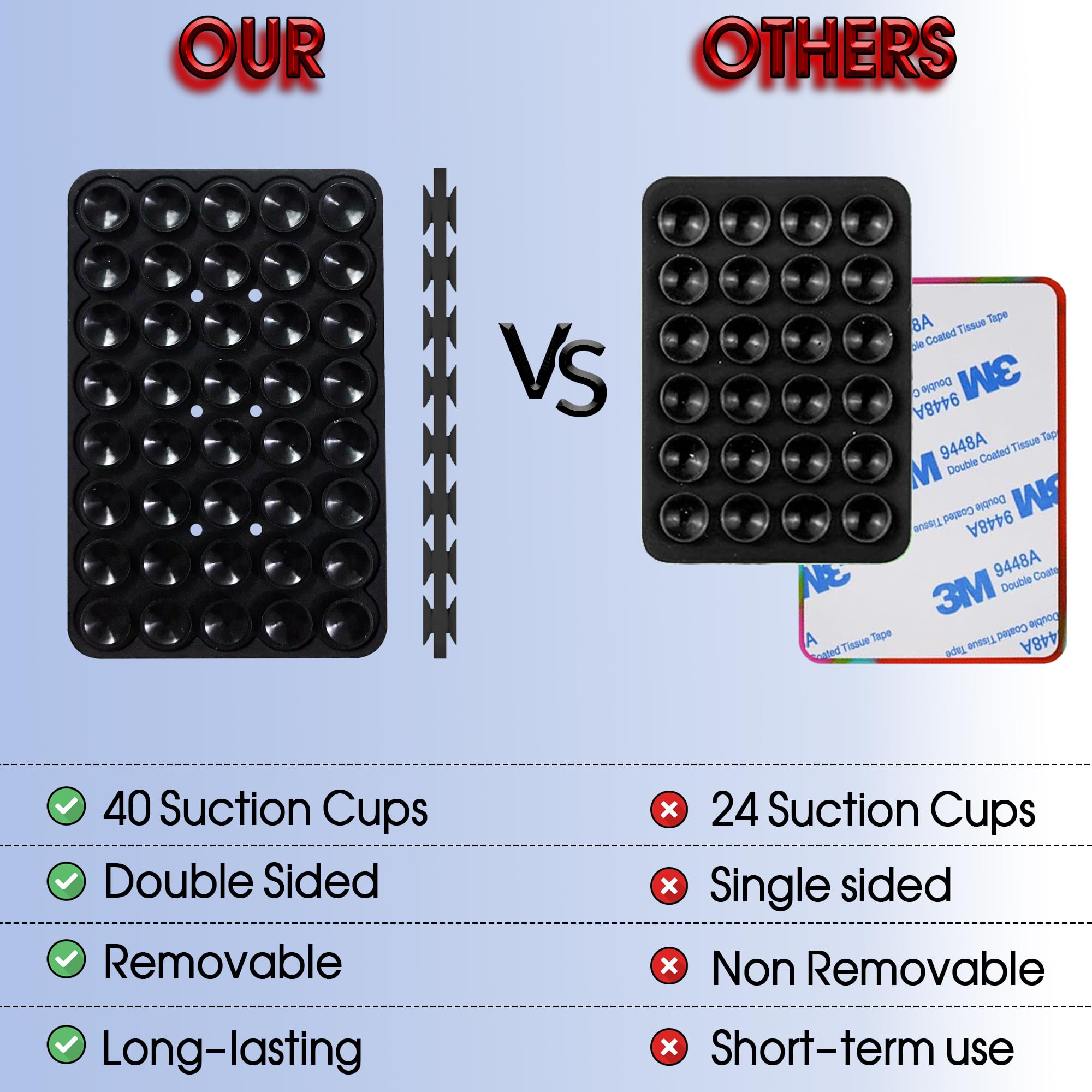 Caturnal Double Sided Silicone Suction Cup Phone Mount Case For Selfies And Videos - Attach To Glass, Mirrors, Kitchen, Bathroom Sticky Grip For Iphone And Android - 3.97 X 2.5 Inches, Black