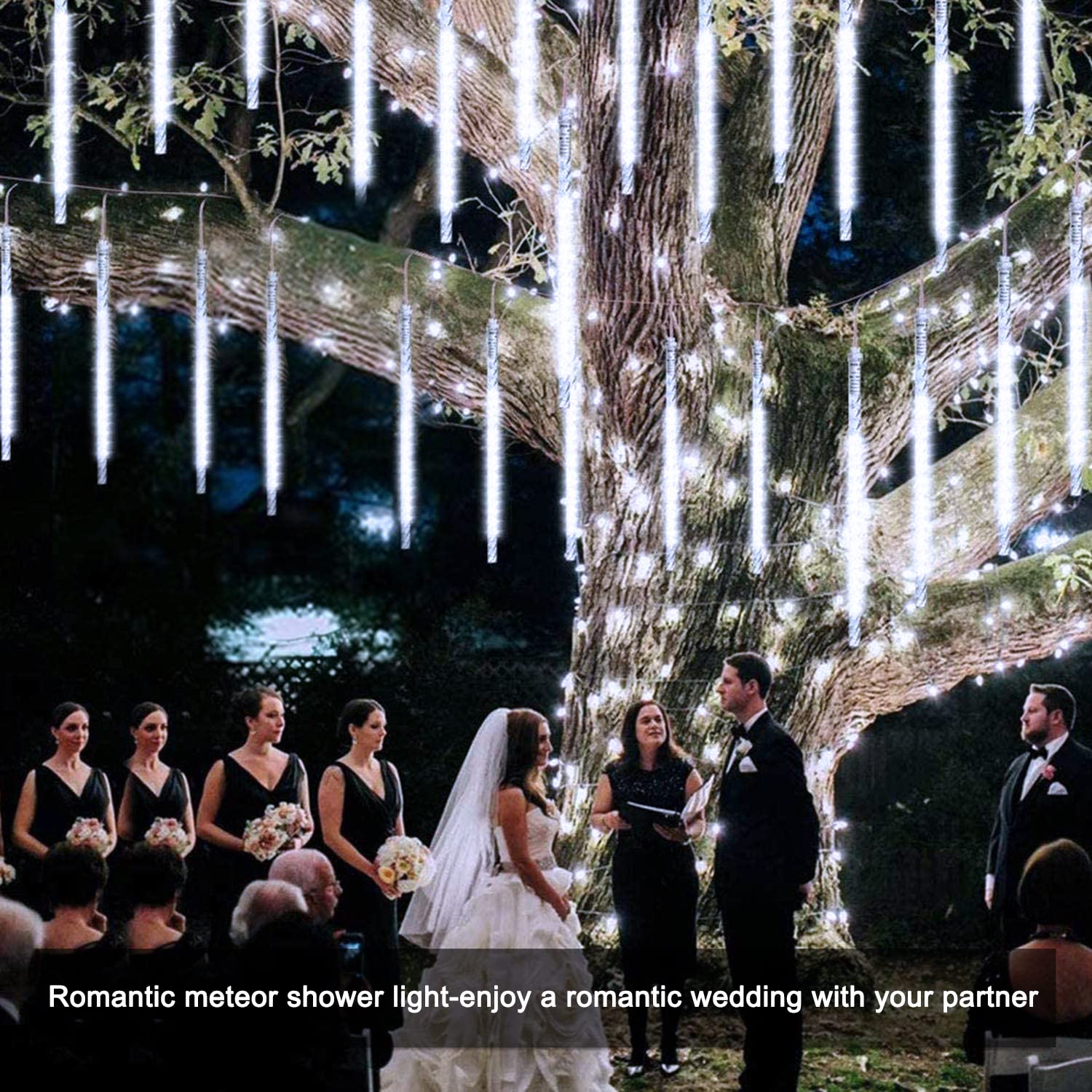 Jmexsuss Solar Meteor Shower Rain Lights/White Christmas String Lights