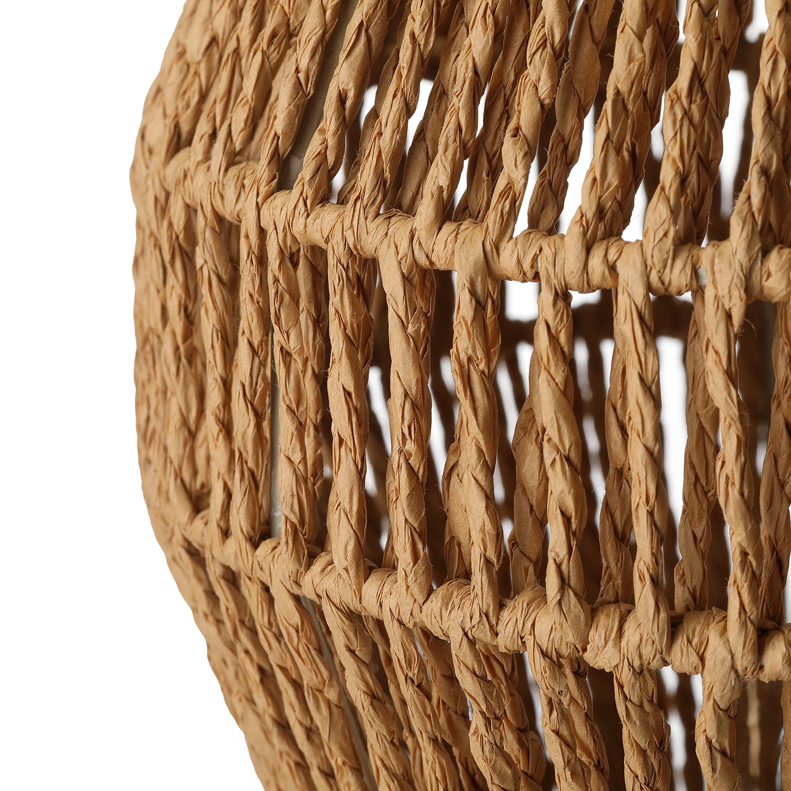 Sainsbarry Boho Table Lamps For Bedroom & Living Room - Small Natural Woven Basket Lanterns With Paper String Shades