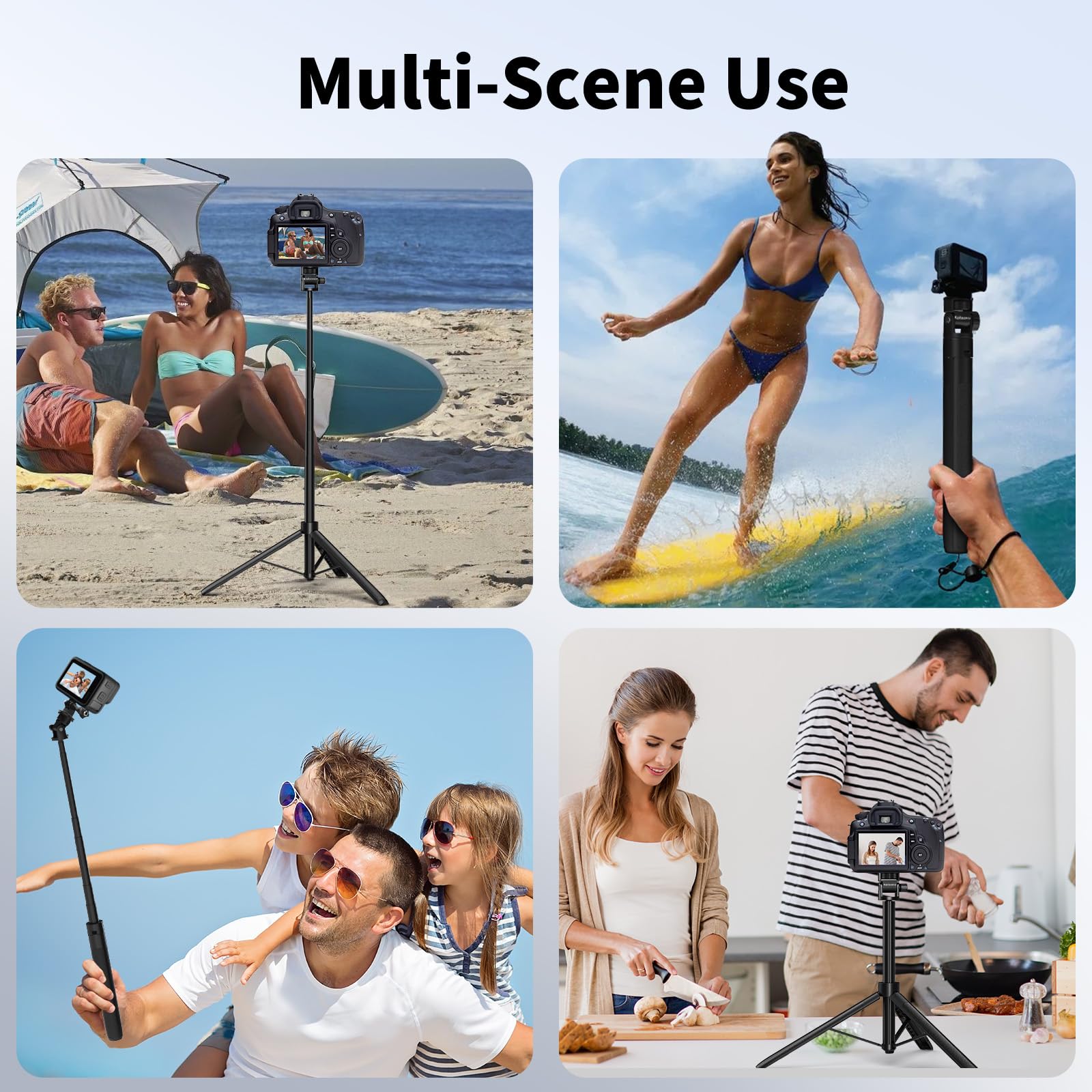 Kaitezenz 63In Selfie Stick Tripod For Gopro Camera, Long Extendable Tripod Stand Selfie Vlog Handle Portable Lightweight 7 Sections For Gopro Max Hero 13 12 11 10 9 8 7 Dji Osmo Action Camera