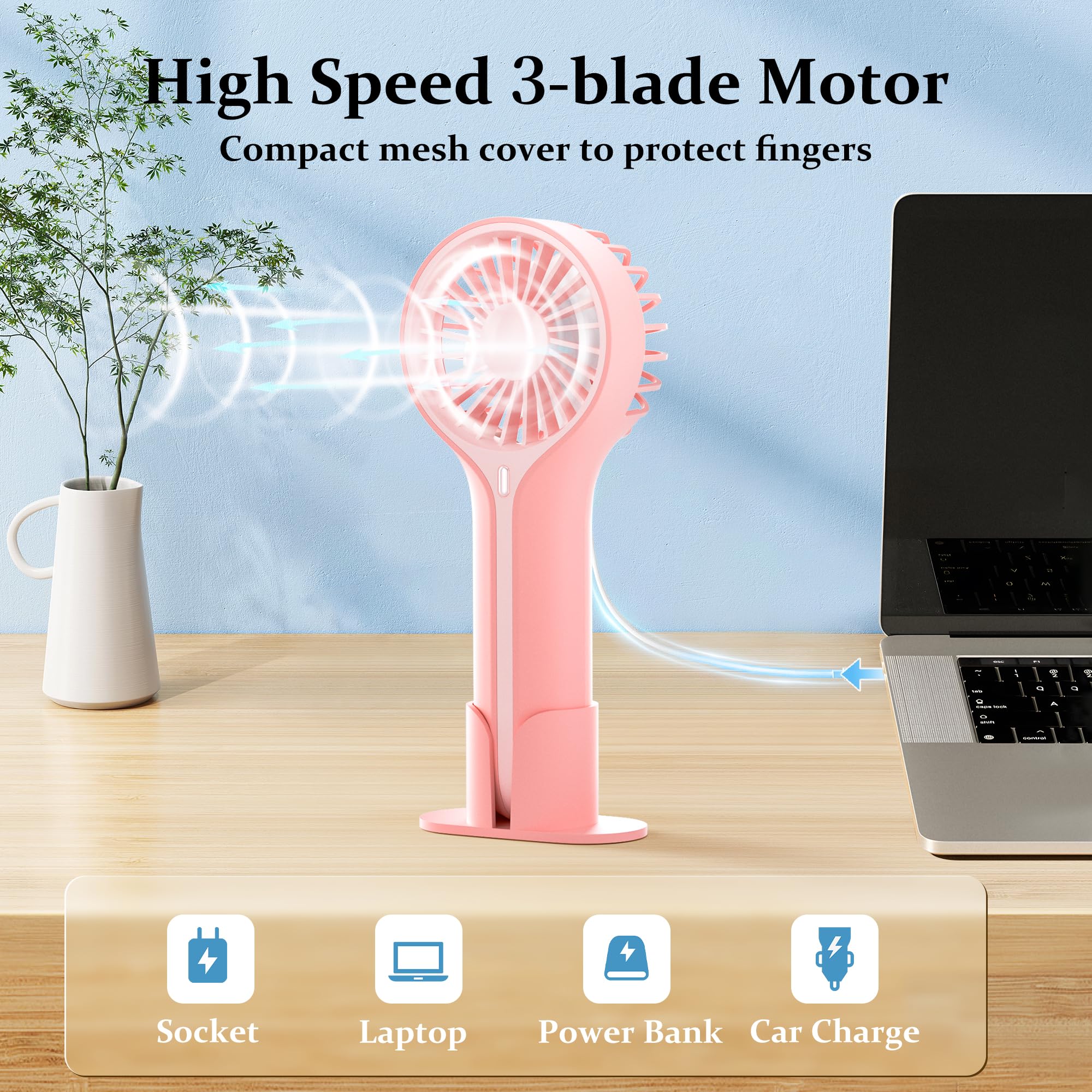 Mini Personal Fan Handheld, Small Portable Handheld Fan, Battery Operated, Usb Rechargeable Face Mak