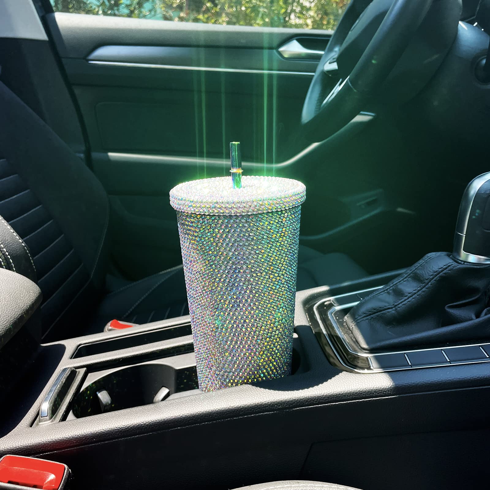 26Oz Bling Cup Diamond Studded Tumbler Glitter Water Bottle With Lid And Straws Stainless Steel