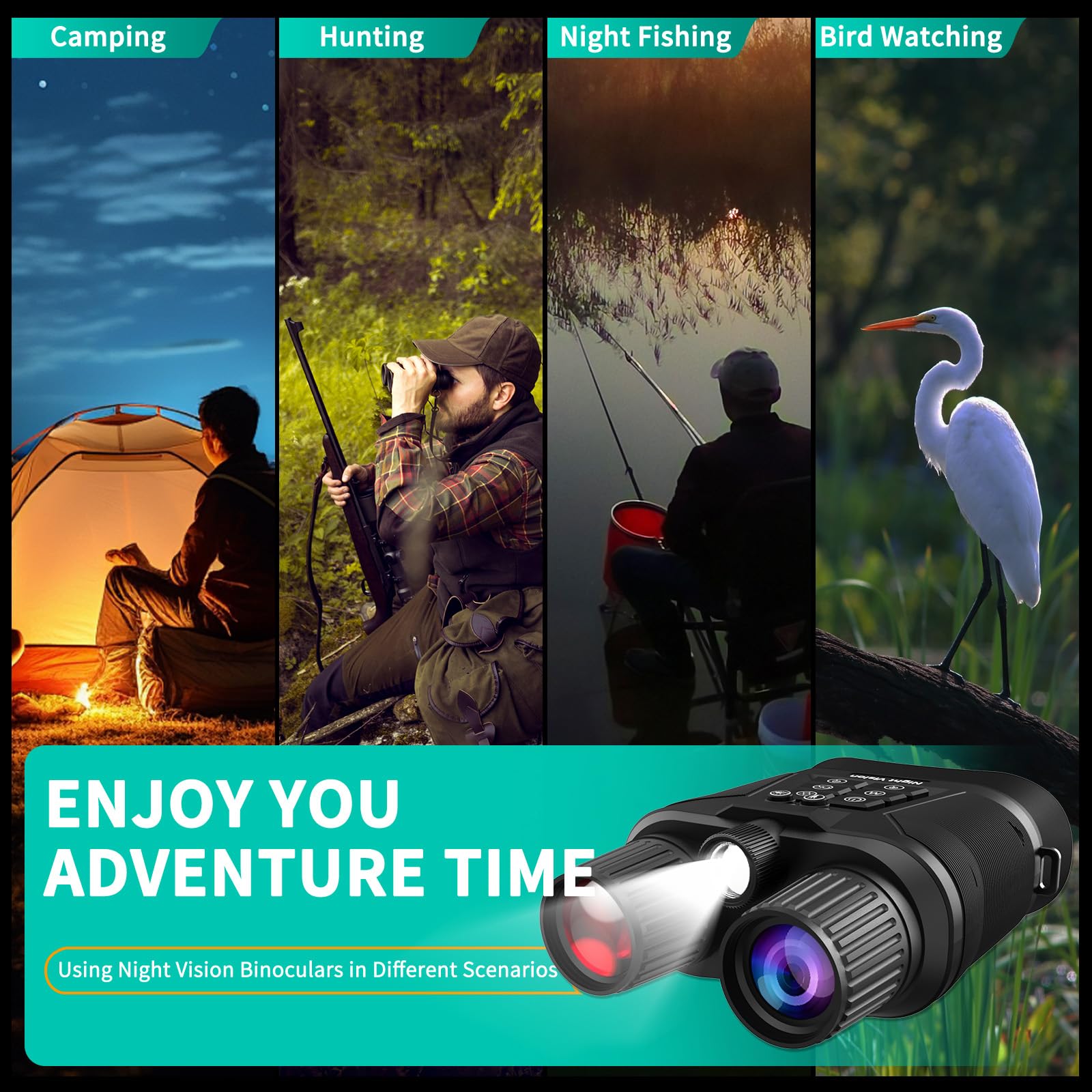 Pisez Night Vision Goggles - 4K Night Vision Binoculars For Adults With 8X Digital Zoom,32Gb Tf Card For Photos And Videos- For Hunting & Camping