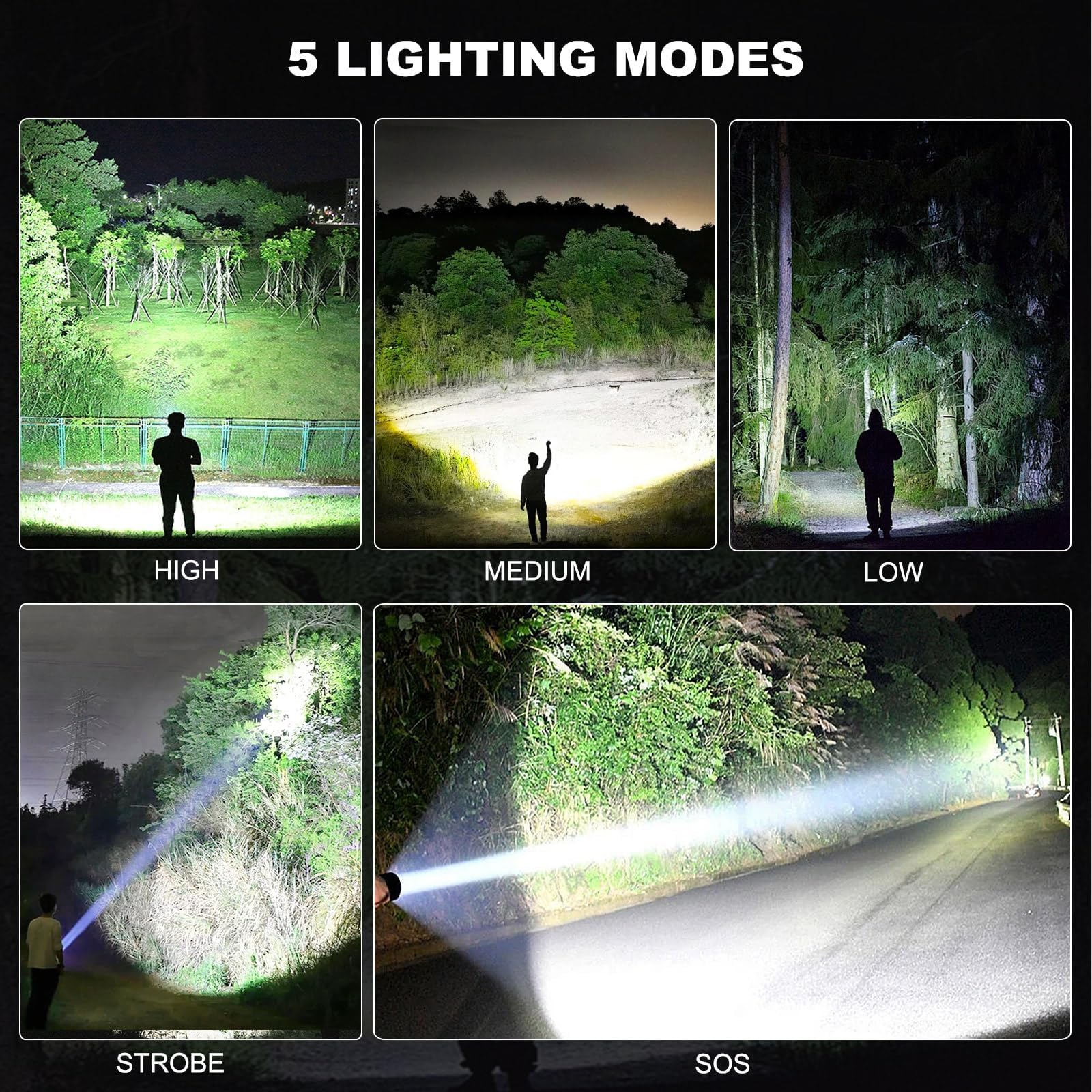 Mixilin 3 Pack Rechargeable Led Flashlights High Lumens, 990,000Lm Super Bright Flashlight, Adjustable 5 Modes Powerful Flash Light With Usb Cable, Waterproof Handheld Flashlight For Home Camping Emergencies