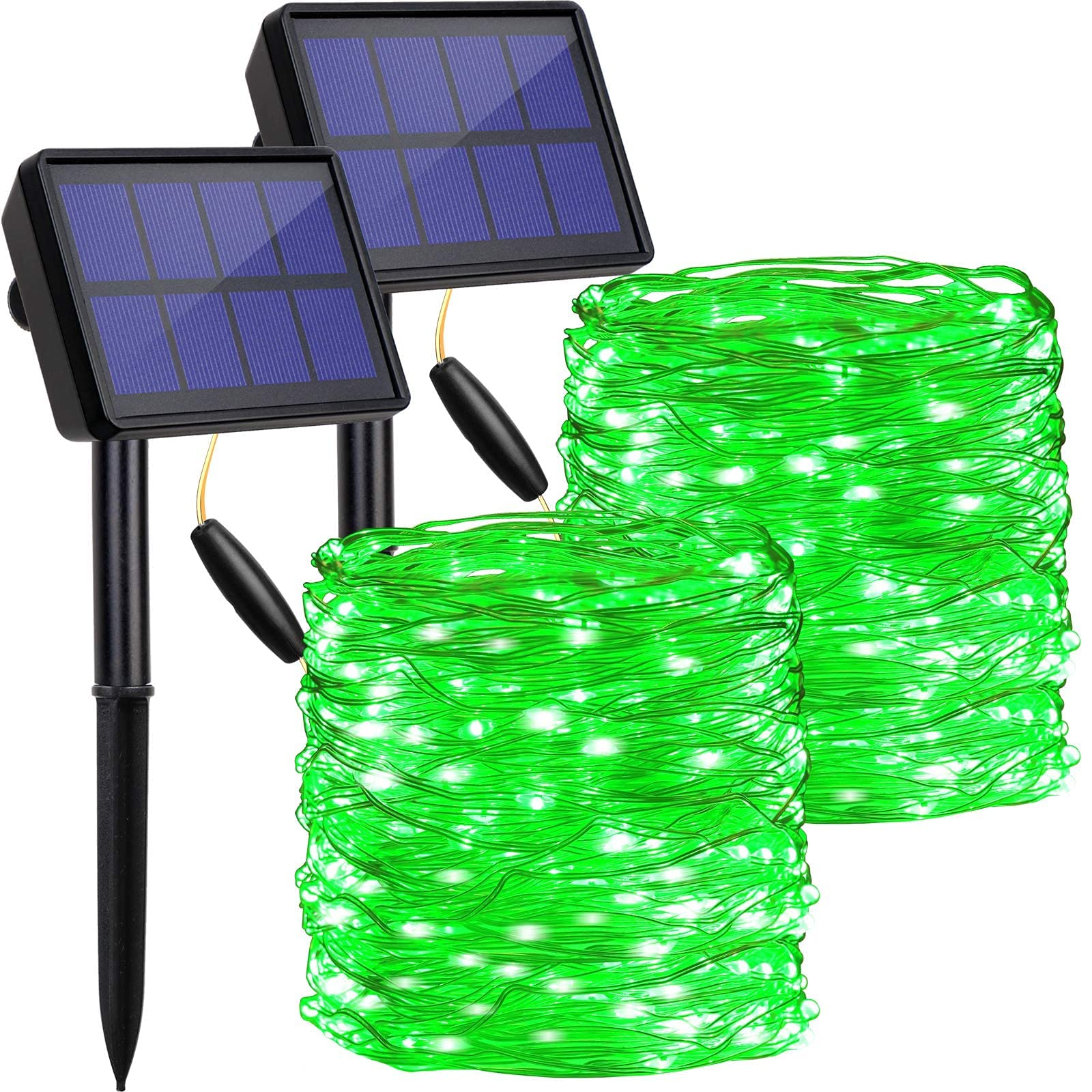 Dimunt Solar String Lights Outdoor Waterproof, 2 Pack Each 72Ft 200 Leds Solar Powered Fairy Lights, Decoration Copper Wire Lights With 8 Modes For Patio Yard Trees Christmas Wedding Party Decor (Green)