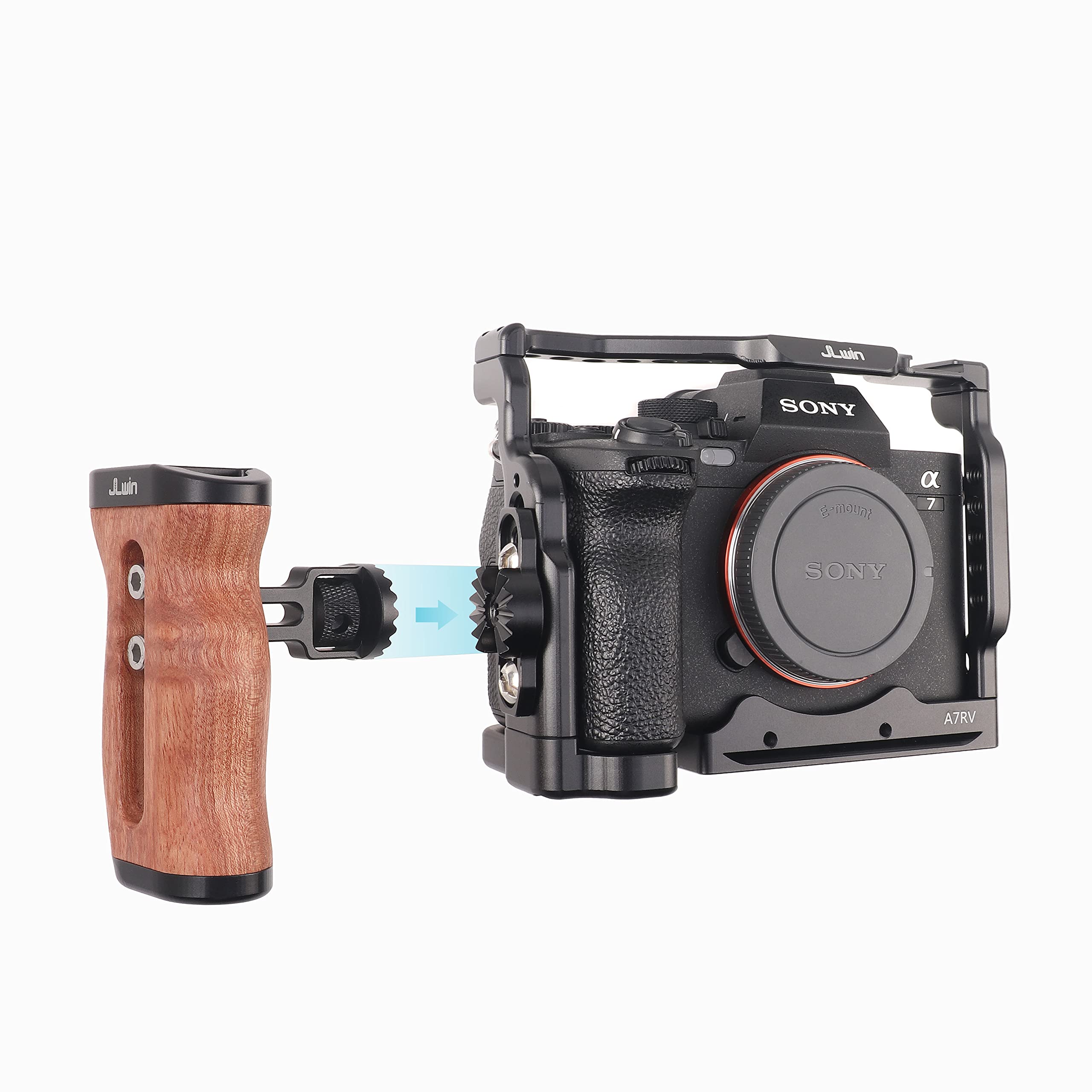 Fotga Wooden Side Handle Grip Stabilizer With Dual 1/4"-20 Screws Mount Cold Shoe For Dslr Mirrorless Video Camera Cage Microphone Built-In Allen Wrench,Up/Down Position Adjustable