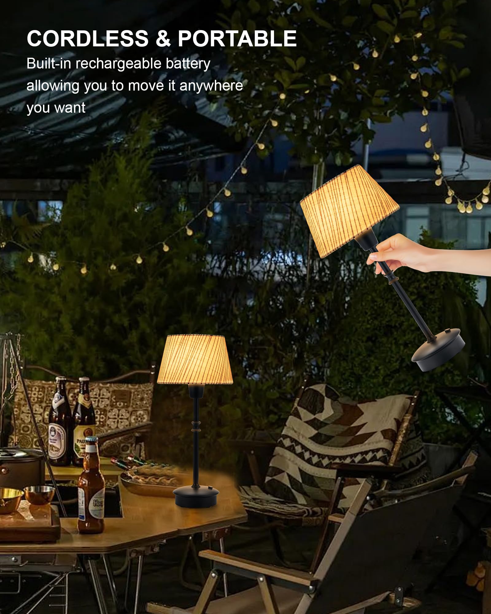 Depecal Rechargeable Cordless Table Lamp, 5200Mah Portable Small Battery Operated Lamp, 13" Dimmable Touch Bedside Night Light, Warm Ambient Lighting For Restaurant Bar Dining Patio Side End Table Kitchen