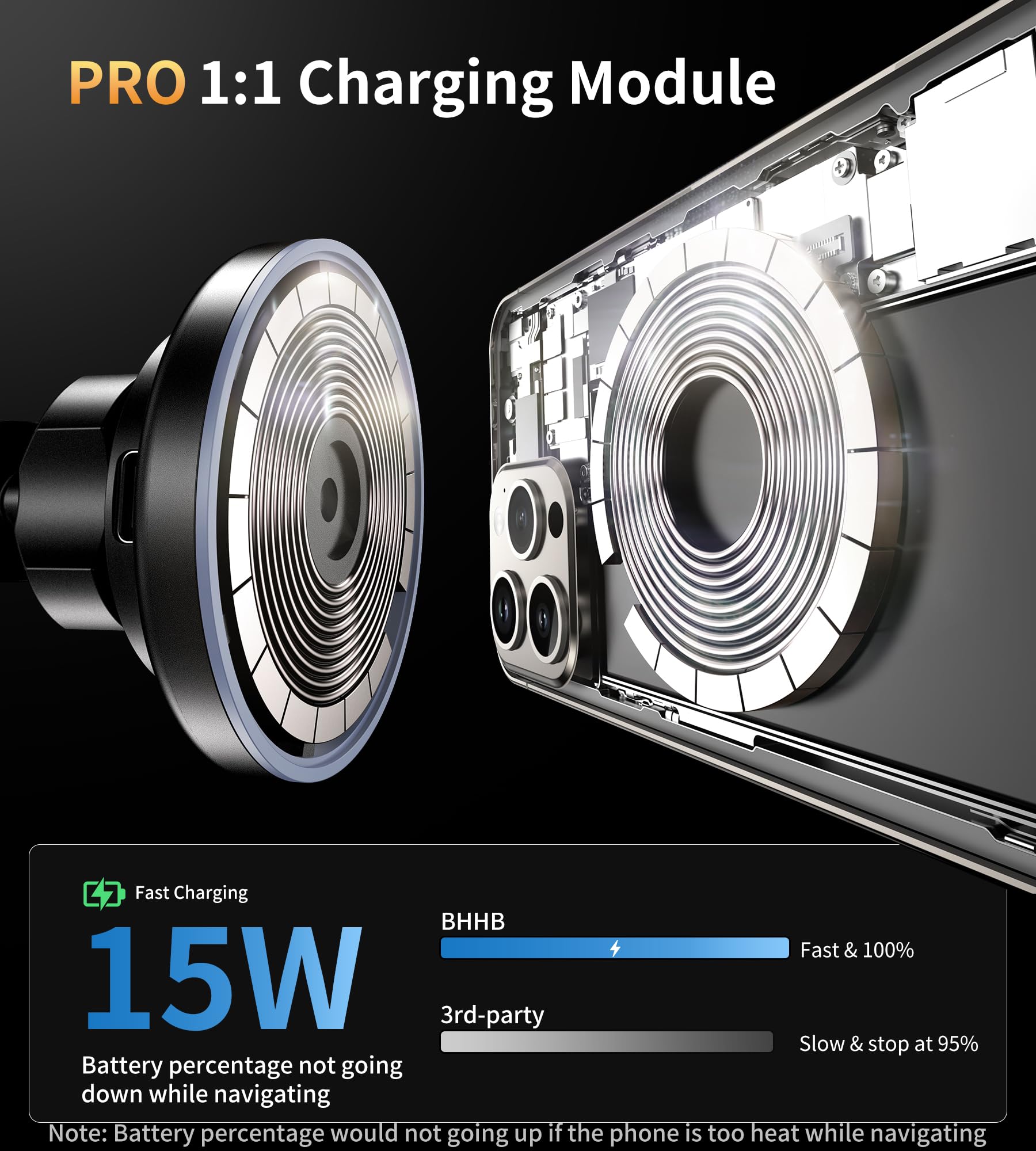 Bhhb For Iphone 16 Magsafe Car Mount Charger, [ ] 15W 2In1 Magnetic Wireless Car Charger, Fits For Magsafe Car Charger, Vent/Dashboard Phone Holder Mount For Iphone 16 15 14 13 12 Series