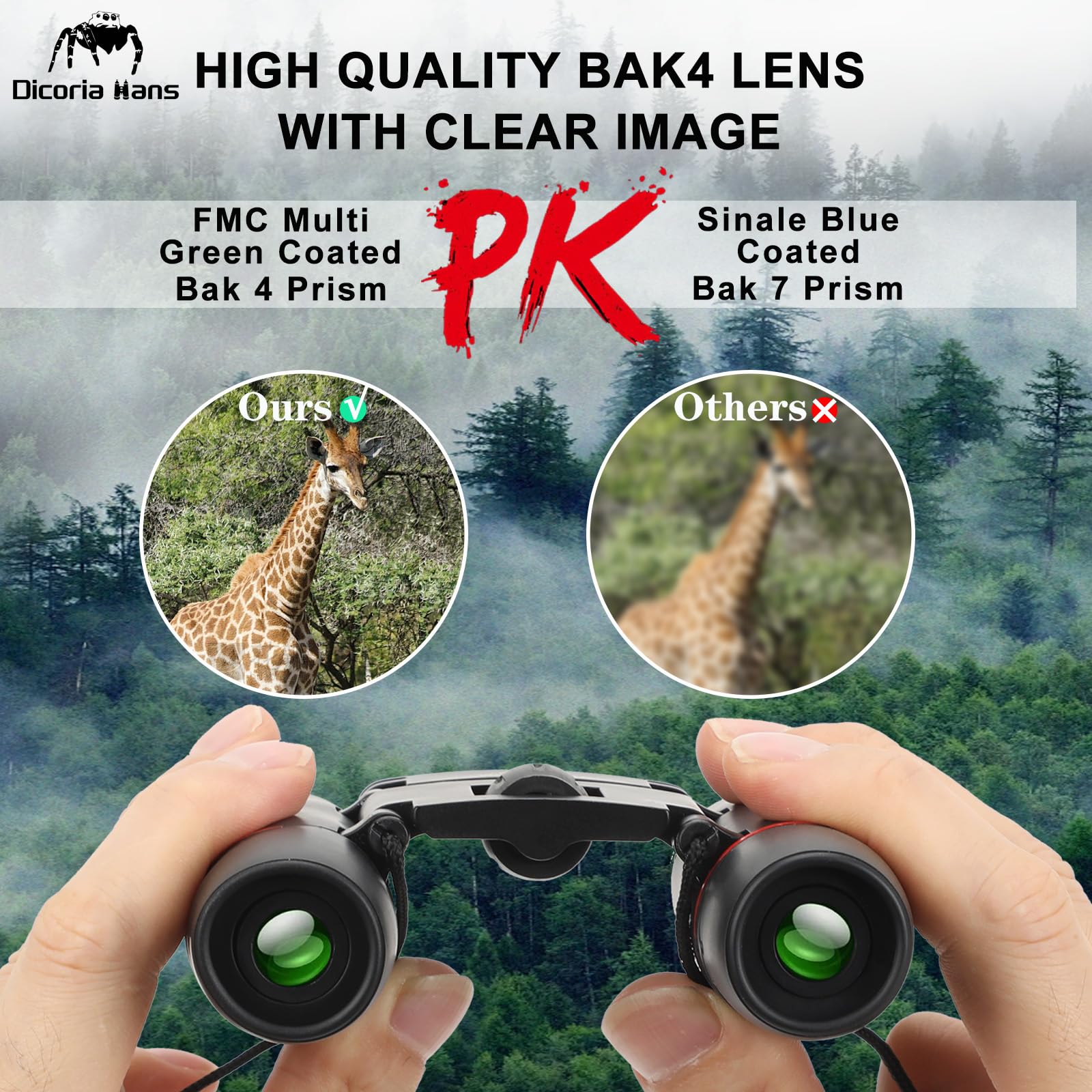 Dicoria Hans 12X25 Small Binoculars Compact Adults,Bk7-D Prism,Mini Kids Binoculars Boys For Bird Watching,Concert Theater Opera