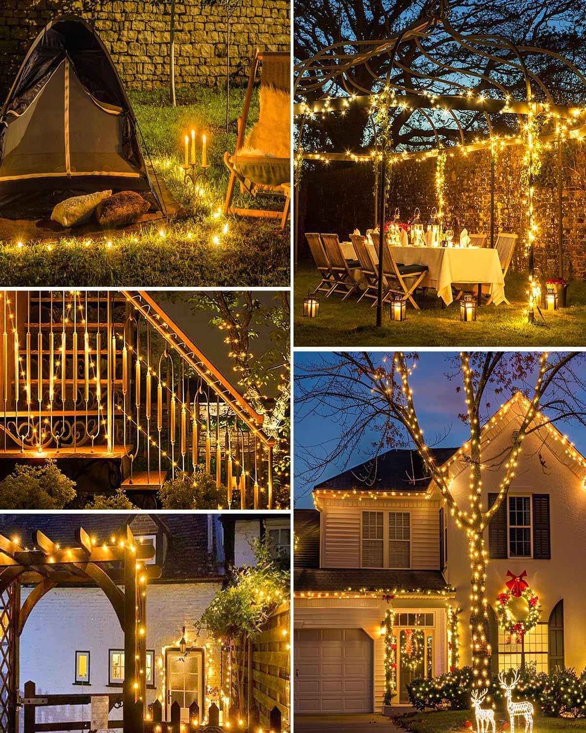 Bitjam 3 Pack Solar Fairy Lights For Outside Waterproof, Total 147Ft 450Led Solar String Lights Outdoor 8 Modes Solar Twinkle Lights For Garden Yard Christmas Tree Wedding Party Decor, Warm White