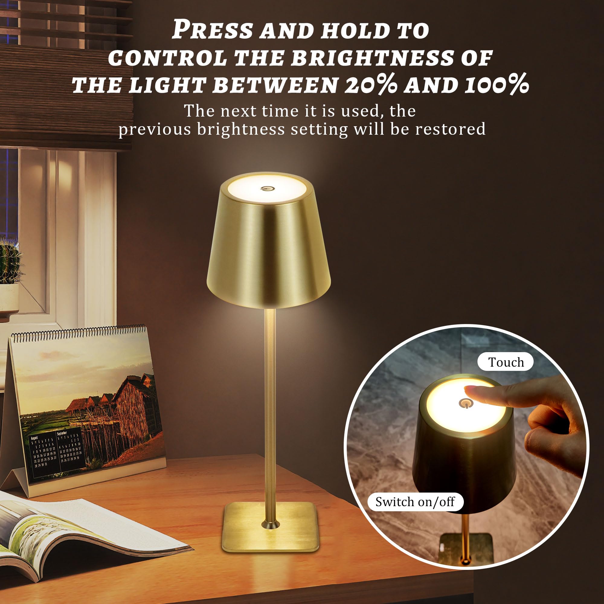 Rytabee 2 Pack Rechargeable Table Lamps,Cordless Lamp With 5500Mah Battery Operated,Portable Indoor/Outdoor Table Lamp For Patio Restaurant Home Dinner Dining Kitchen,Waterproof & Wireless