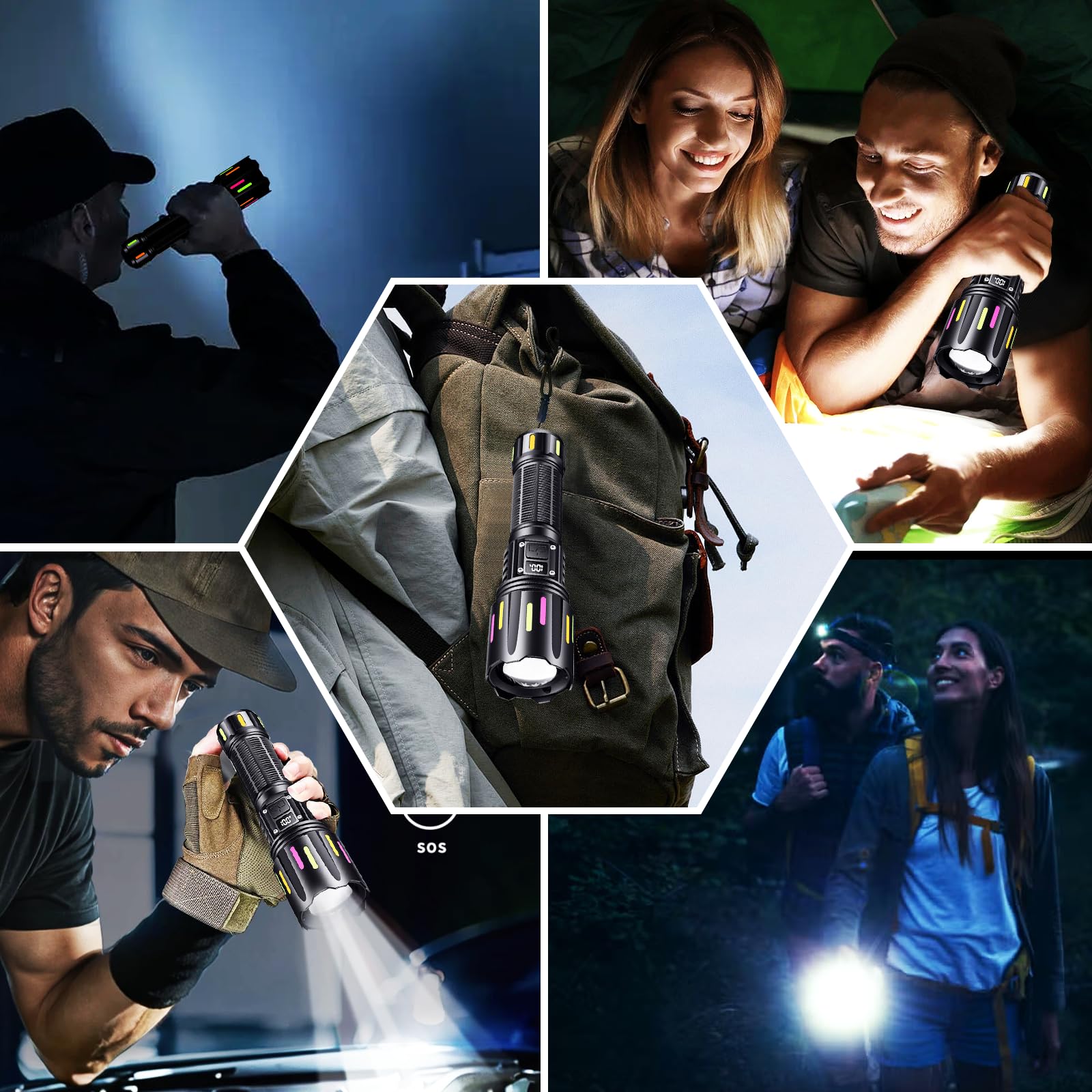Gattlelic Rechargeable Flashlights High Lumens Led Flashlights Adjustable 5 Modes Telescopic Zoom Waterproof Handheld Flashlight With Usb Cable, For Camping Hiking Outdoor Emergency