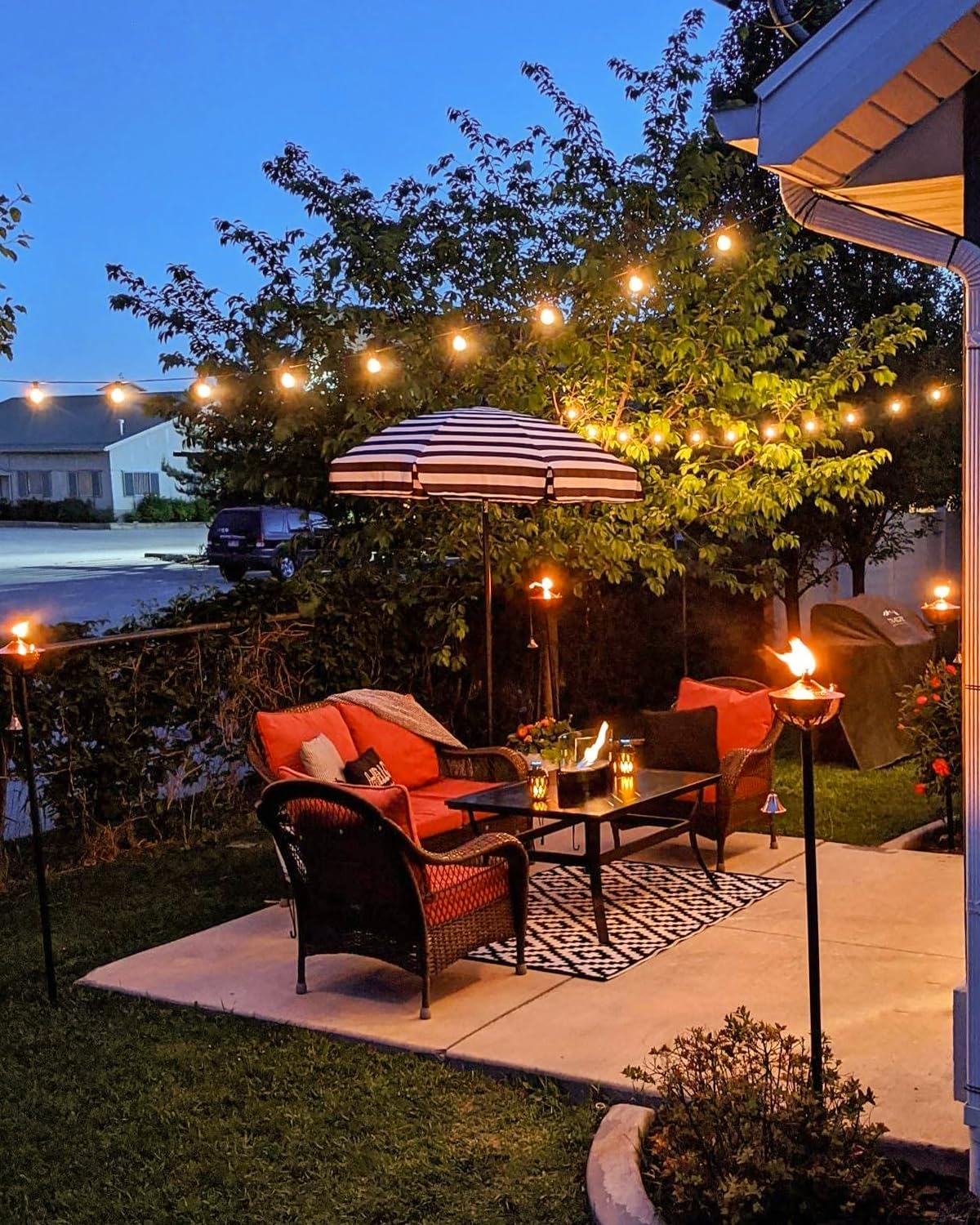 Gluroo 200Ft(100Ft2Pc) Outdoor String Lights, G40 Led Patio Lights With 100+4 Bulbs, Waterproof Shatterproof Dimmable Globe Hanging Outdoor Patio Lights Cafe, Bistro Outside Lights For Patio