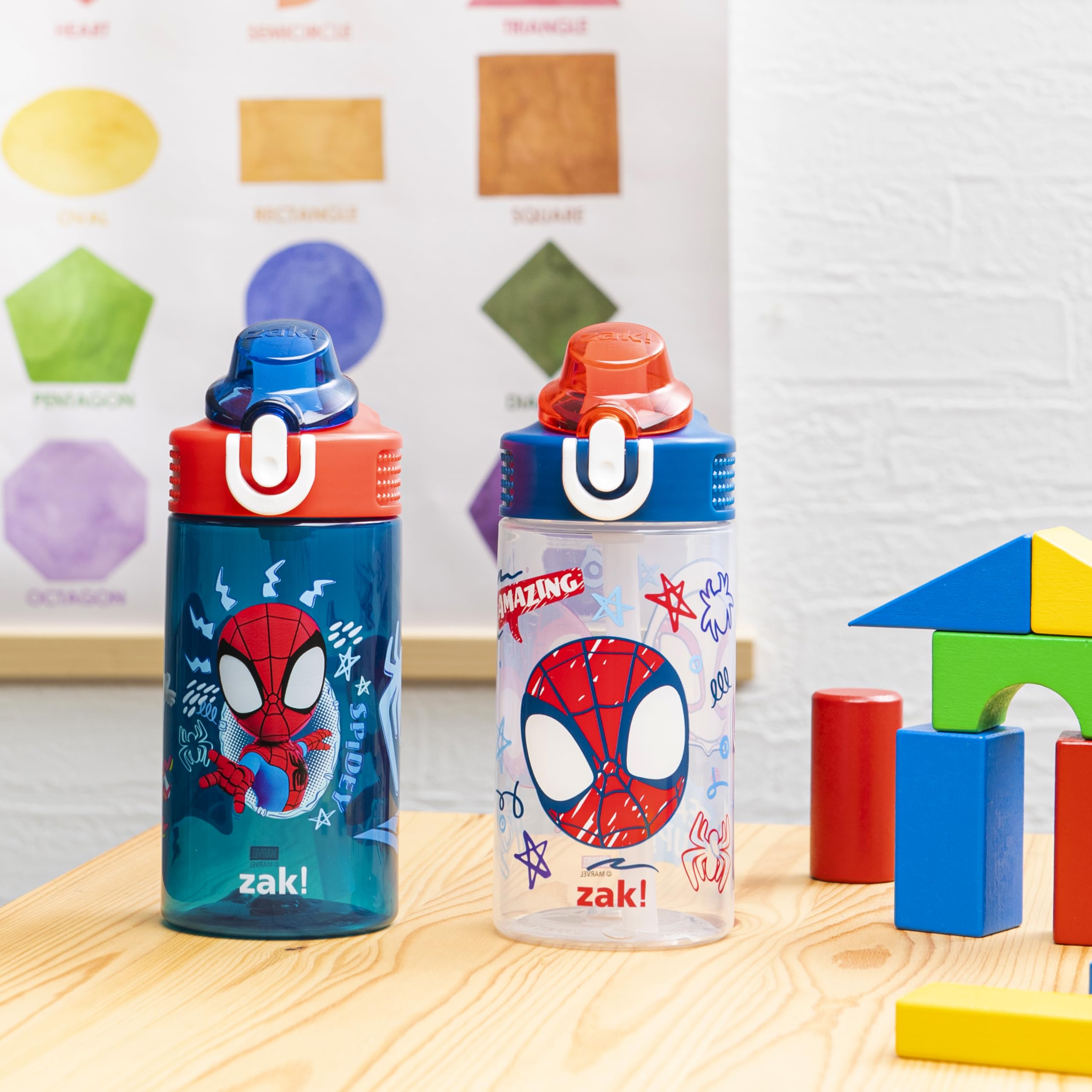 Zak Designs Marvel Spider-Man Sage Kids Water Bottle For School Or Travel, 16Oz Durable Plastic