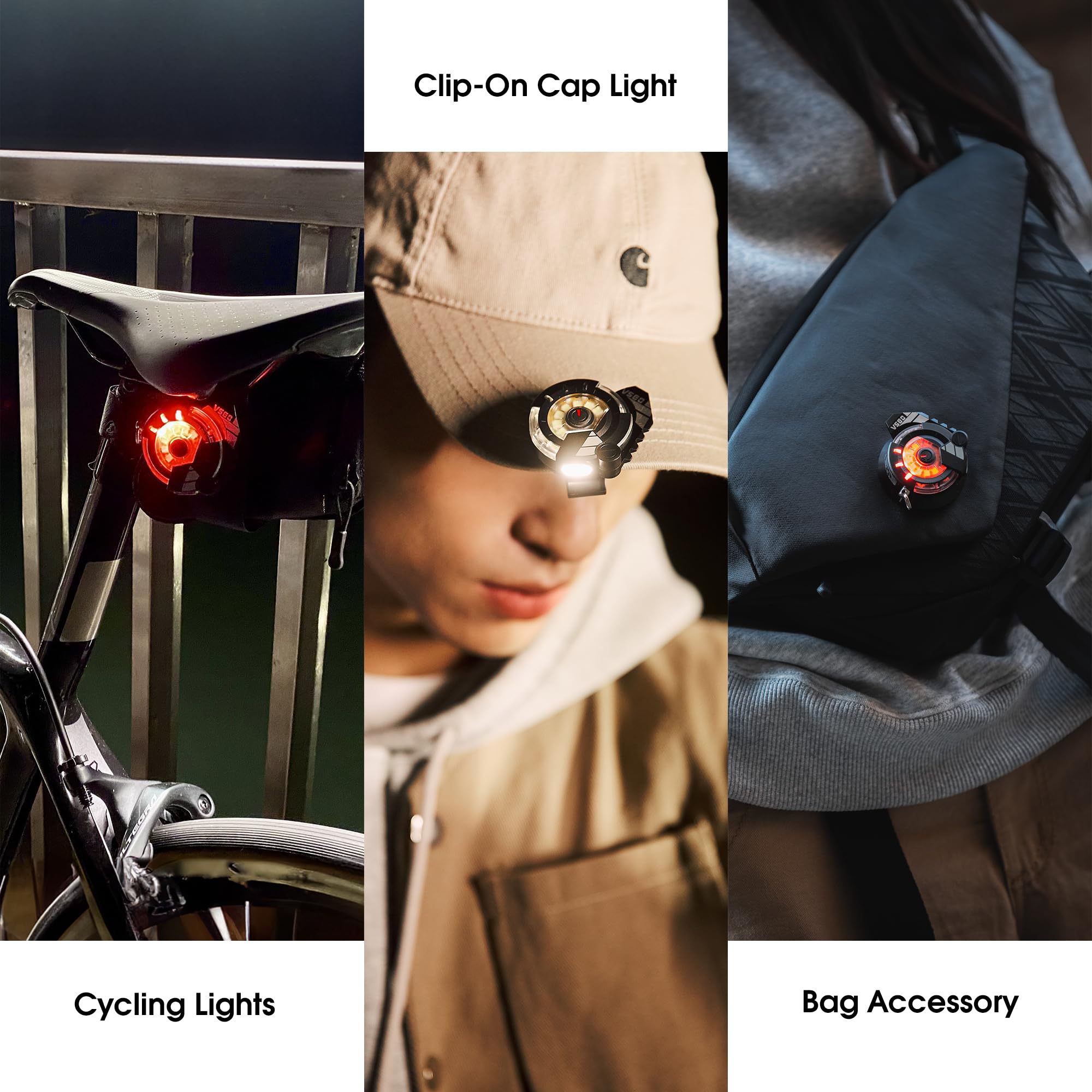Vsgo Portable Edc Flashlight,Rechargeable Work Light,Hat Clip Light,8 Modes,Clip For Pocket & Hat, Magnetic Base, Portable For Inspection, Repairs, Cycling,Camping,Travel, Hiking And Emergency
