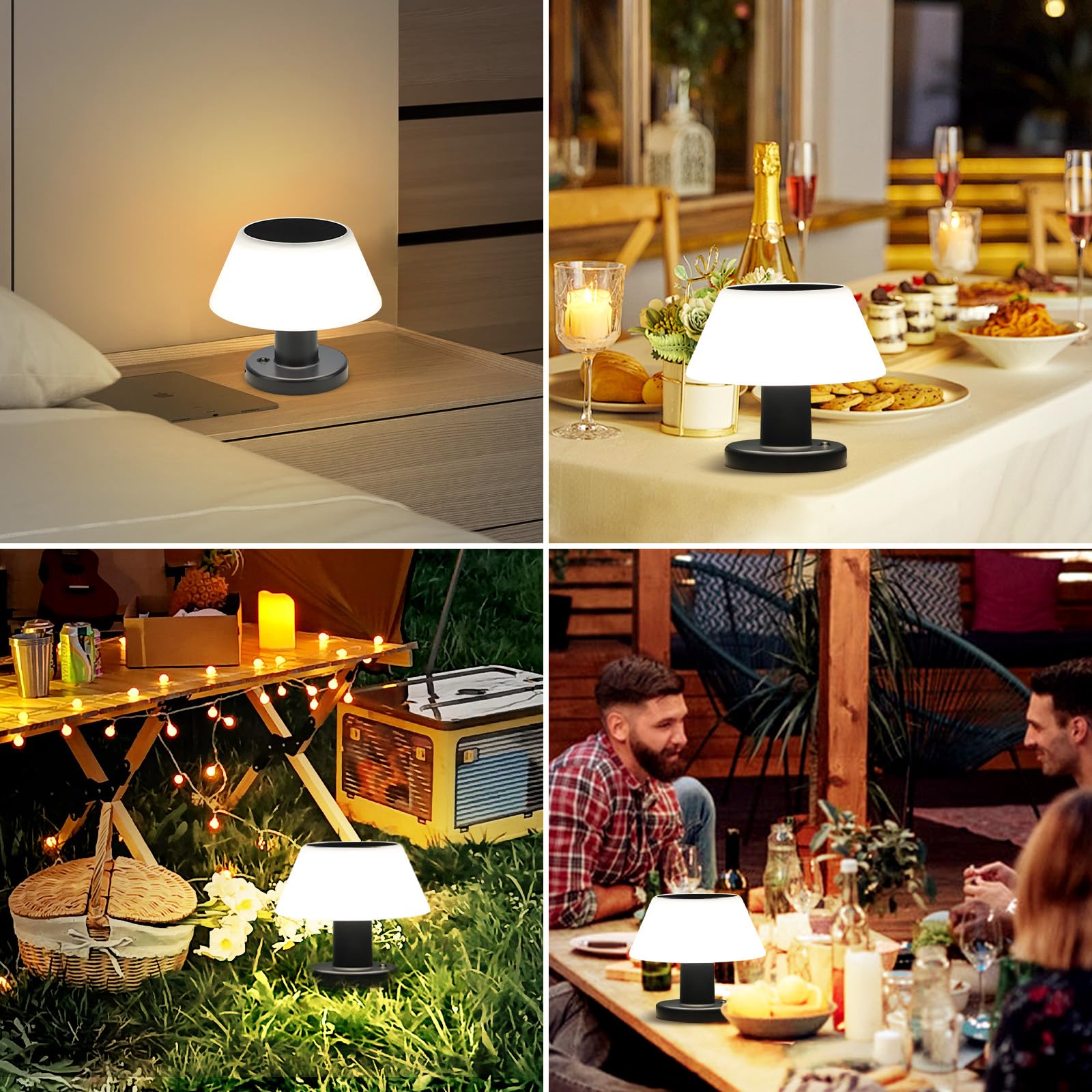 Oyxon Solar Table Lamp, Outdoor Mushroom Light, Solar Lamps Solar-Powered And Usb, 4 Dimming Modes, Waterproof Outdoor Patio Table Light For Camping, Indoor Solar Lights For Living Room(2 Pack)