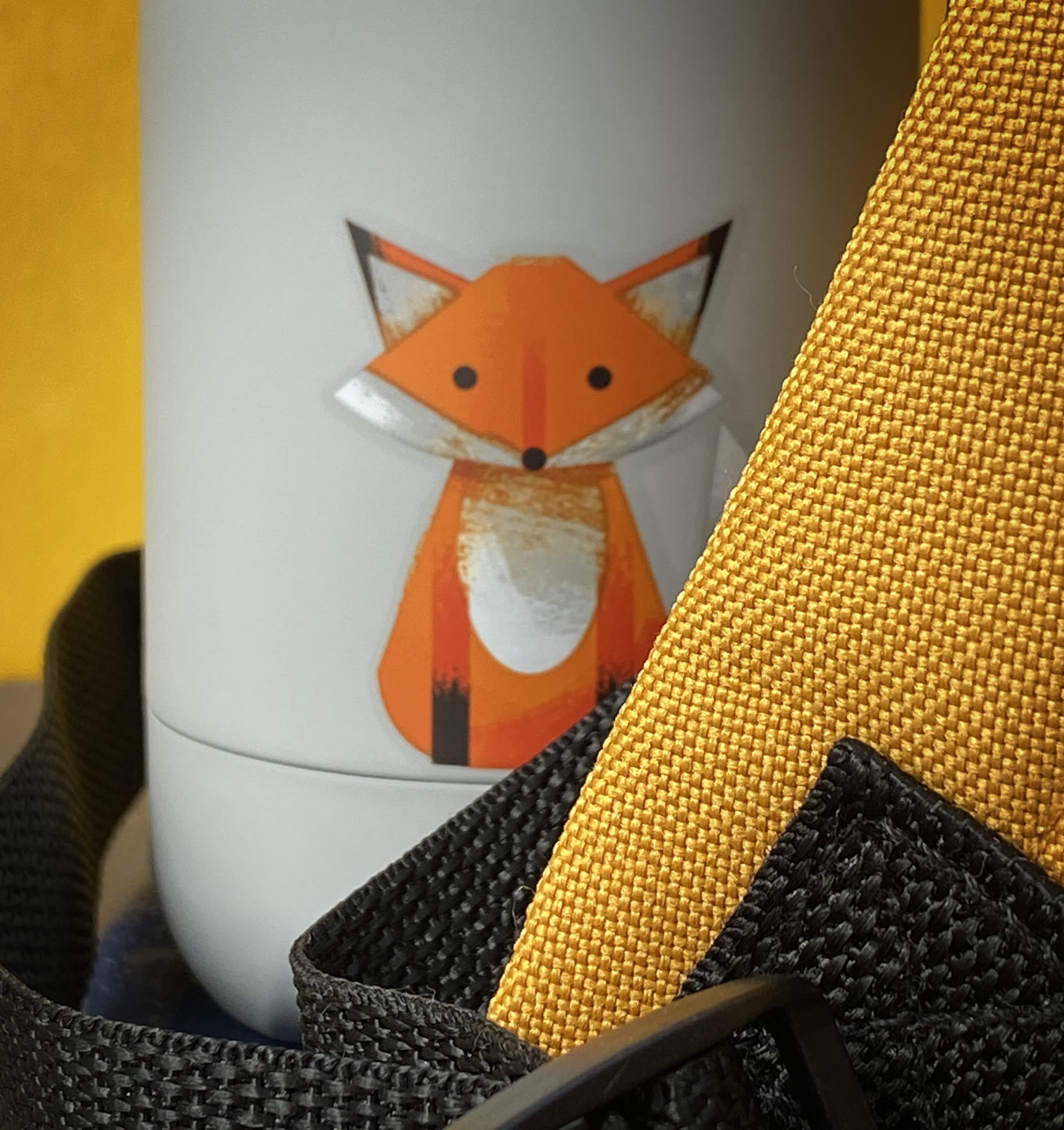 Water Bottle With Cute Fox Design  Stainless Steel  Double Wall Insulated  Grey  12Oz