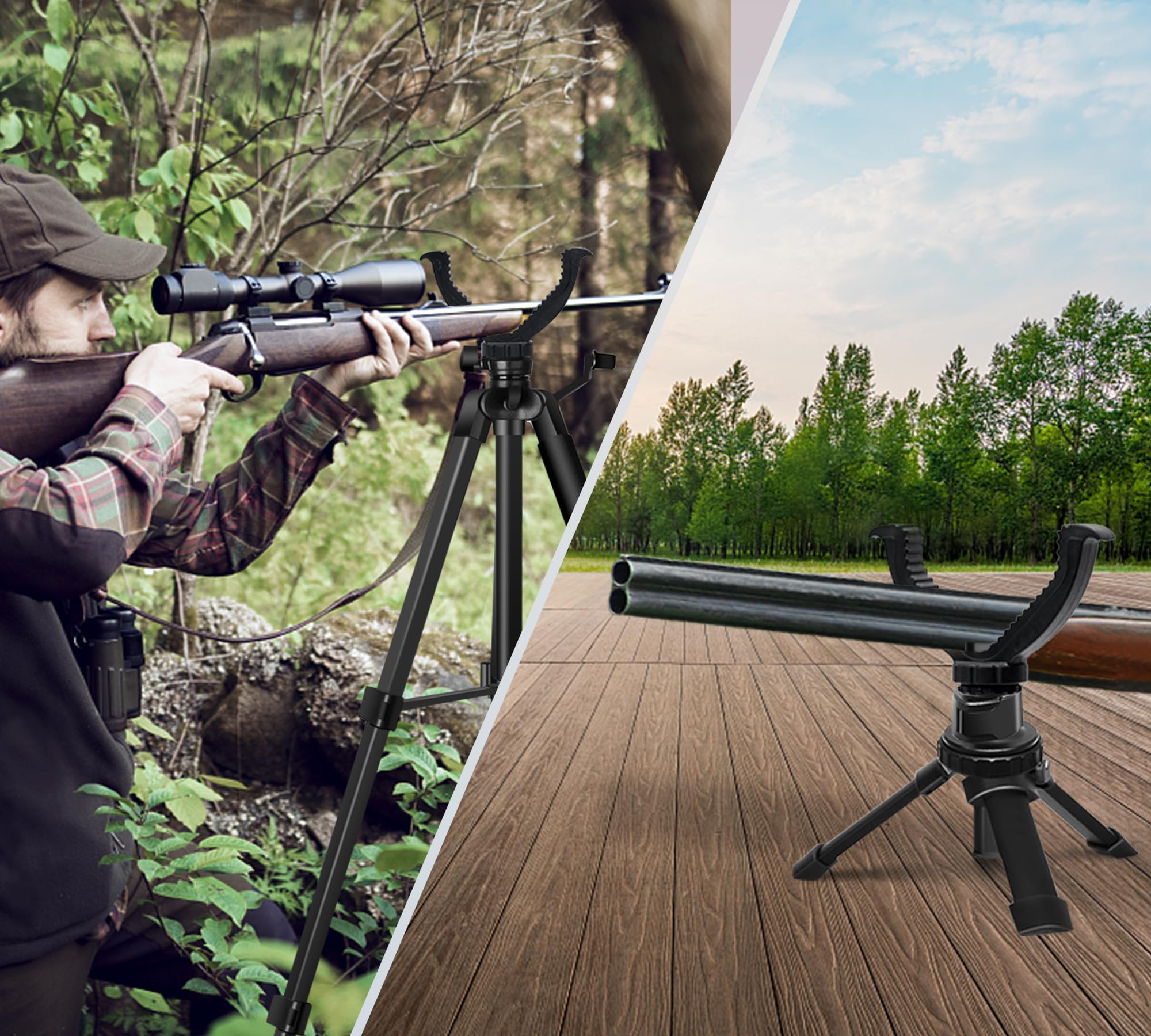 Lcncy Spotting Scope Tripod, Shooting Tripod And Compact Shooting Stand Rest Hunting V Yoke, With Binoculars Adapter And Removable 360° Rotate Fluid Head, Perfect For Binoculars, Spotting Scope, Shooting