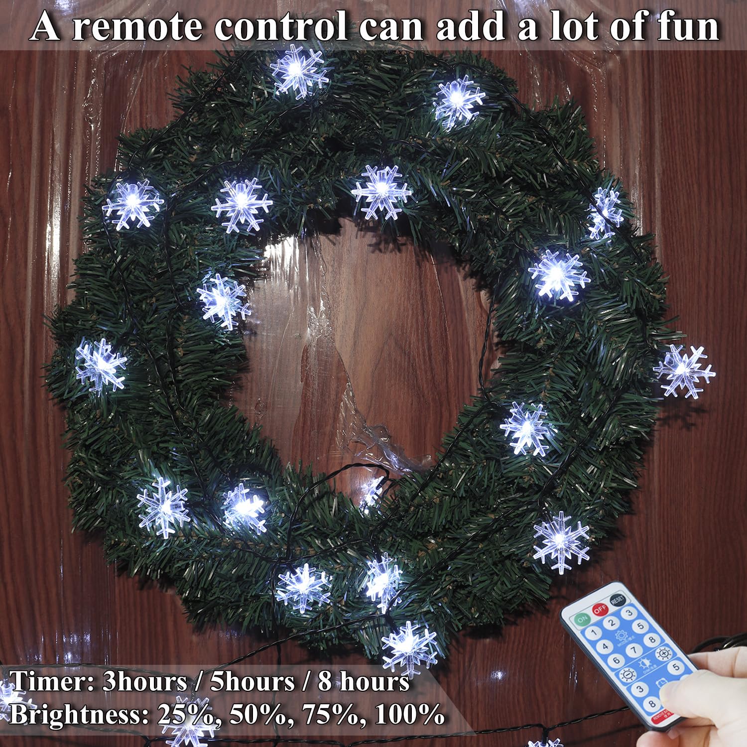 Xingpold Christmas Decorations Outdoor Solar Snowflake Lights, 50 Led 34Ft Solar Christmas String Lights, 8 Modes Waterproof Snowflake Decorations For Outside Garden Patio Yard Tree Decor