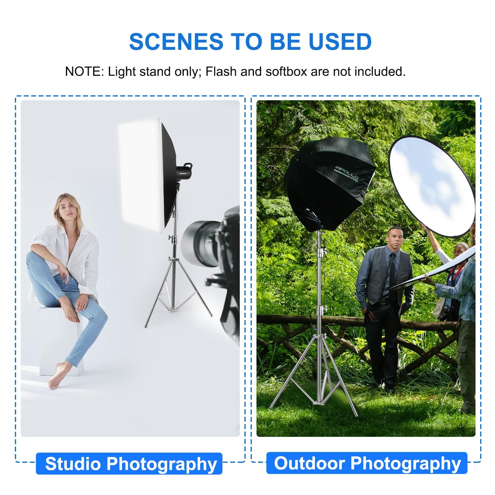 Fotols Stainless Steel Heavy Duty Photography Light Stand,9.2Ft/2.8M Air Cushioned Studio Lighting Tripod For Speedlight,Strobe,Softbox,Monolight,Reflector