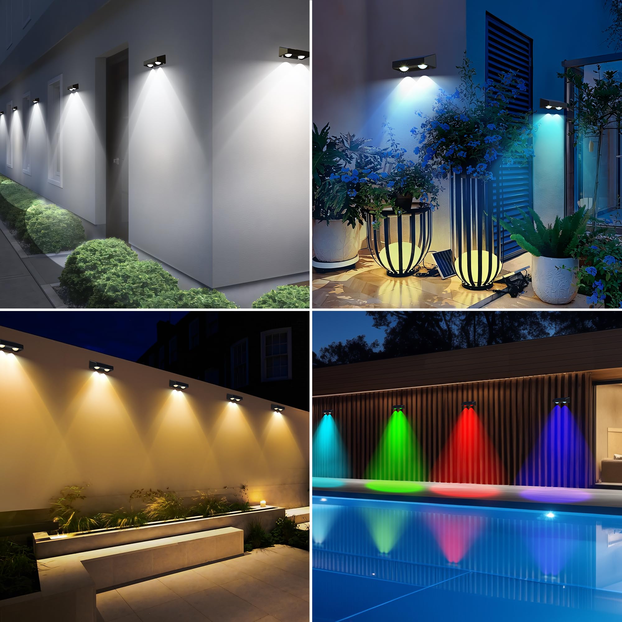 Brizled Solar Fence Lights Outdoor, 8 Pack 11 Modes Warm White & Cool White & Rgb Solar Wall Lights, 100 Lumens Color Changing Deck Light Ip65 Waterproof Outdoor Lighting For Railing Wall Deck Fence