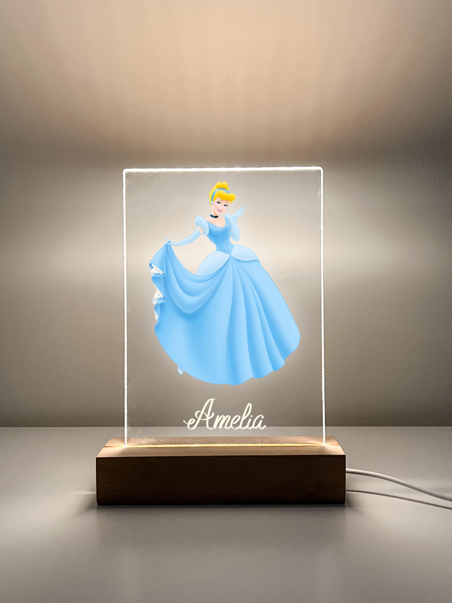 Mirror Mania Wood Base Stand Princess Night Light Up Table Desk Lamp Led Choose Your Favorite Princess In Checkout Princess Sign Personalized Engraved With Your Name On It, Made To Order Girls Room Decor