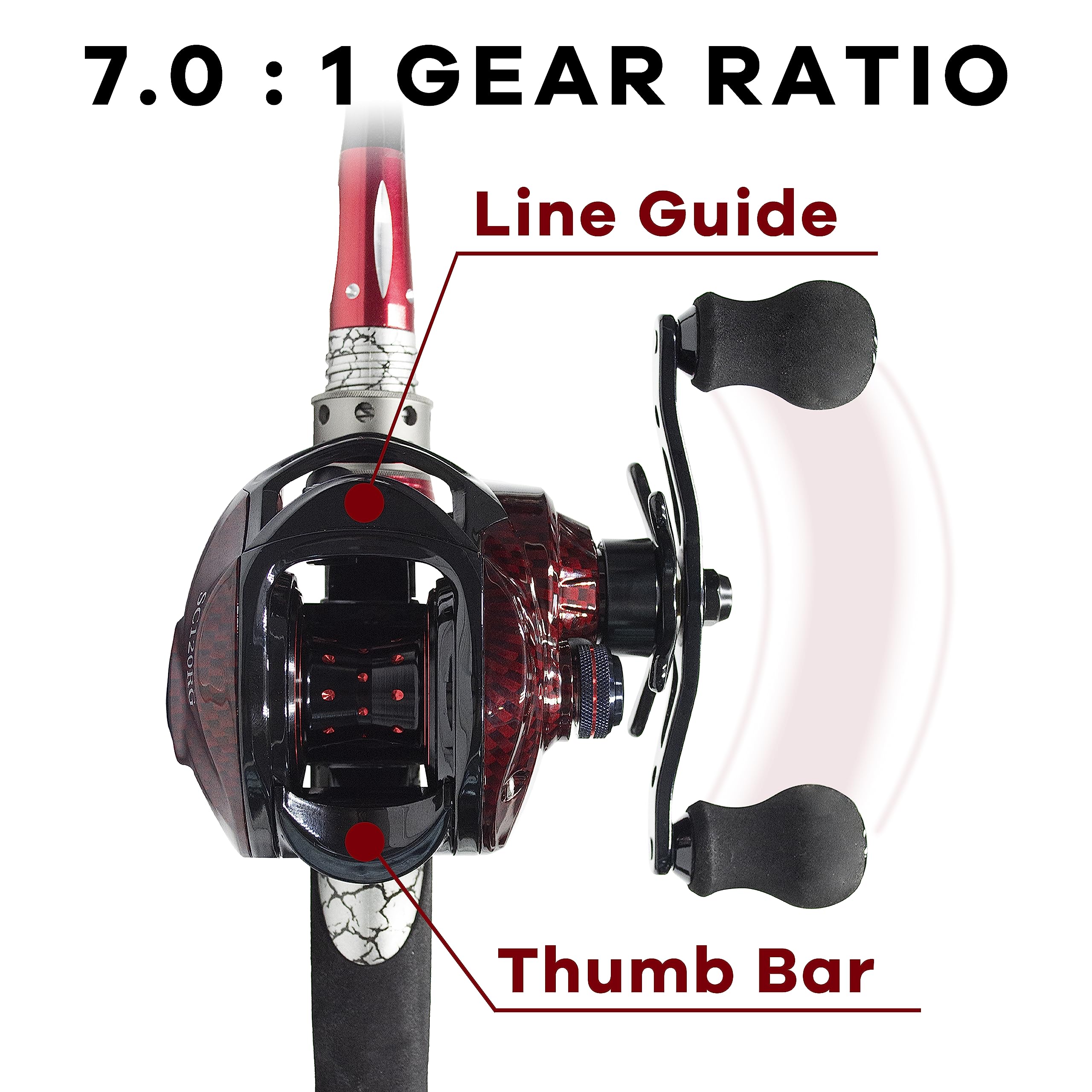Fishdrops Baitcaster Reels, 9+1Bb, Cnc Aluminum Spool, Magnetic Brake System Bait Caster Reel High Speed Gear Ratio 7.0:1 Ultra Smooth Low Profile Baitcasting Fishing Reel